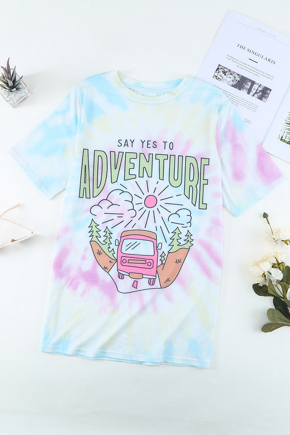 DITES OUI À L'AVENTURE T-shirt imprimé tie-dye