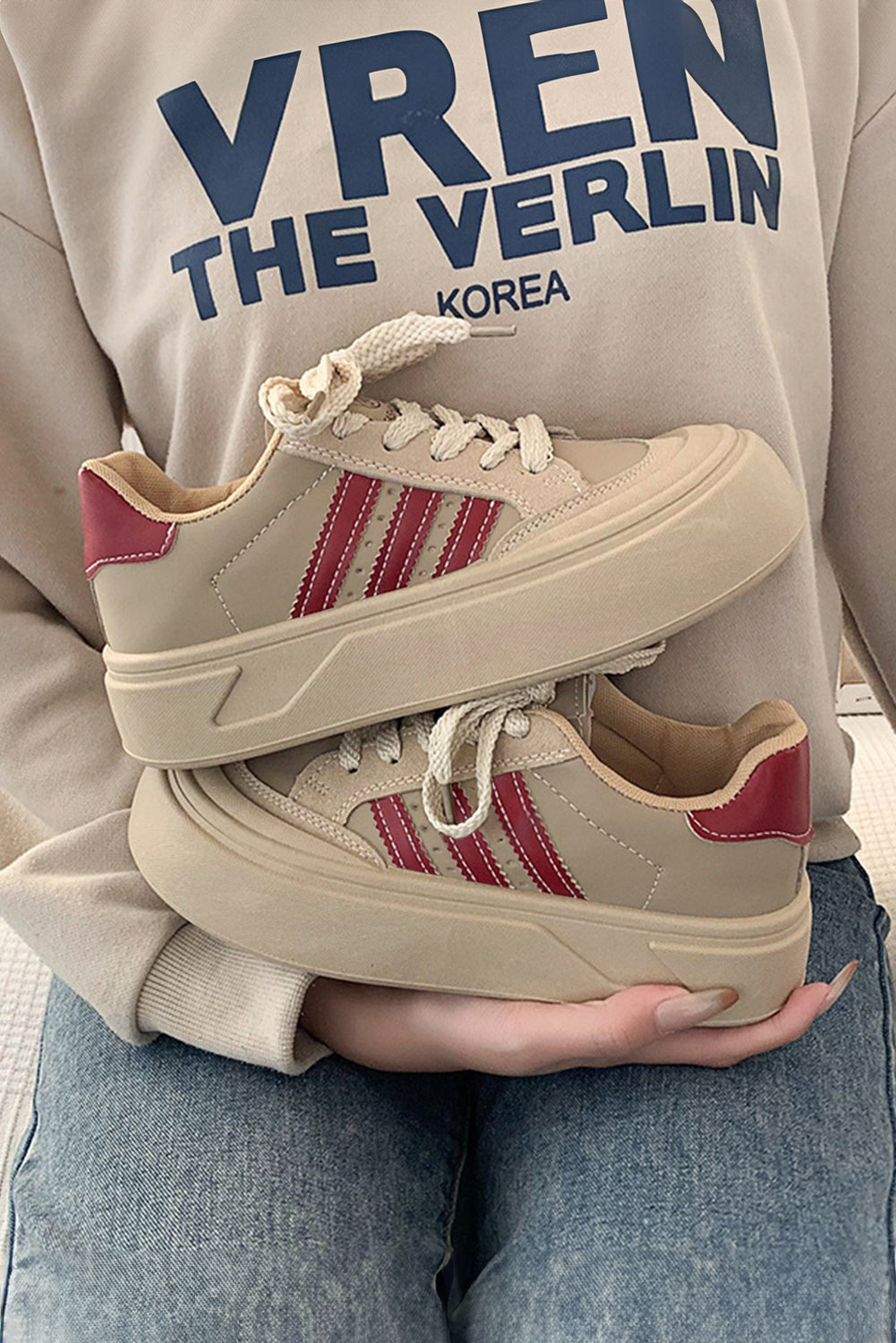 Leather Retro PU Lace-up Thick Sole Everyday Shoes