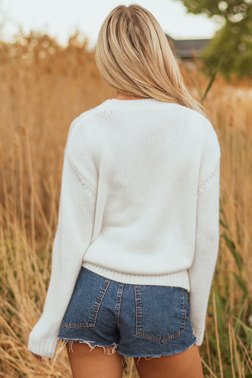 Embroidered Graphic Bow Boots Drop-Shoulder Knit Top