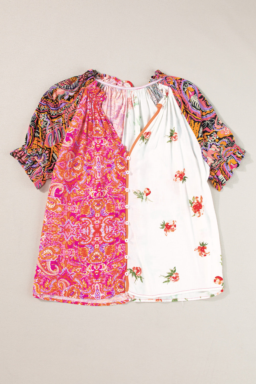 Women's Floral-Print Button-Front Bohemian Blouse