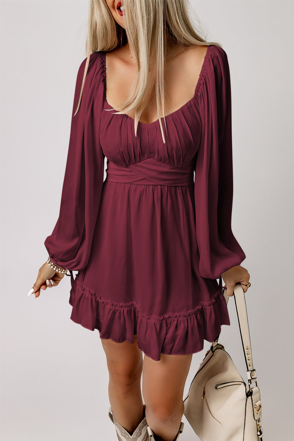 Mini Dress for Women High-Rise Square Neck