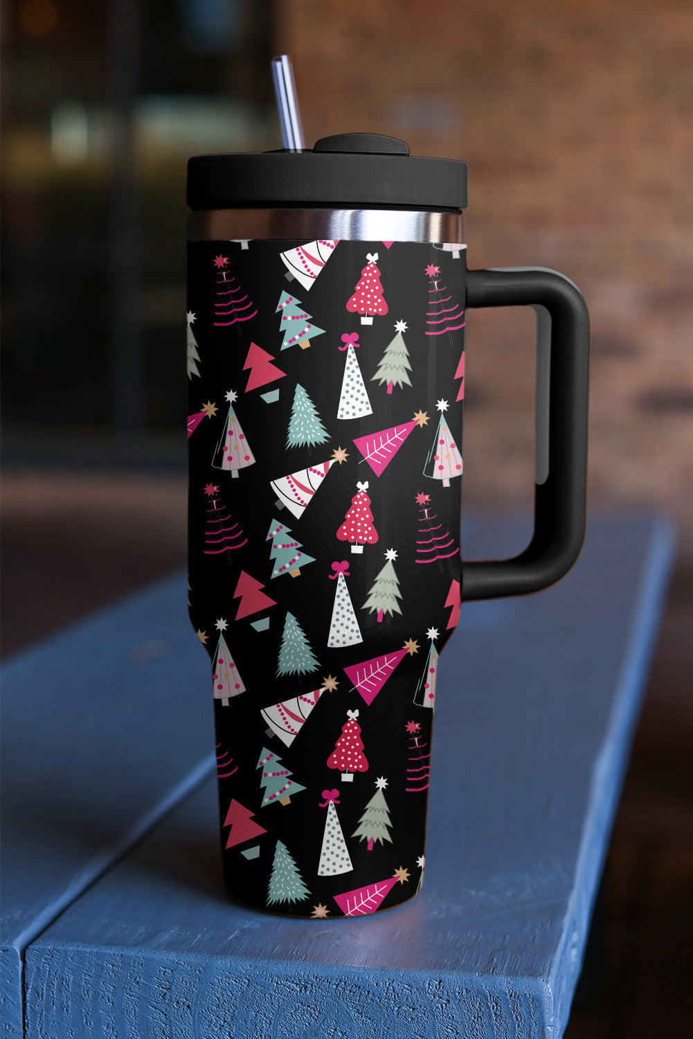 Cartoon Christmas Tree Printed Thermos Cup 40oz Style