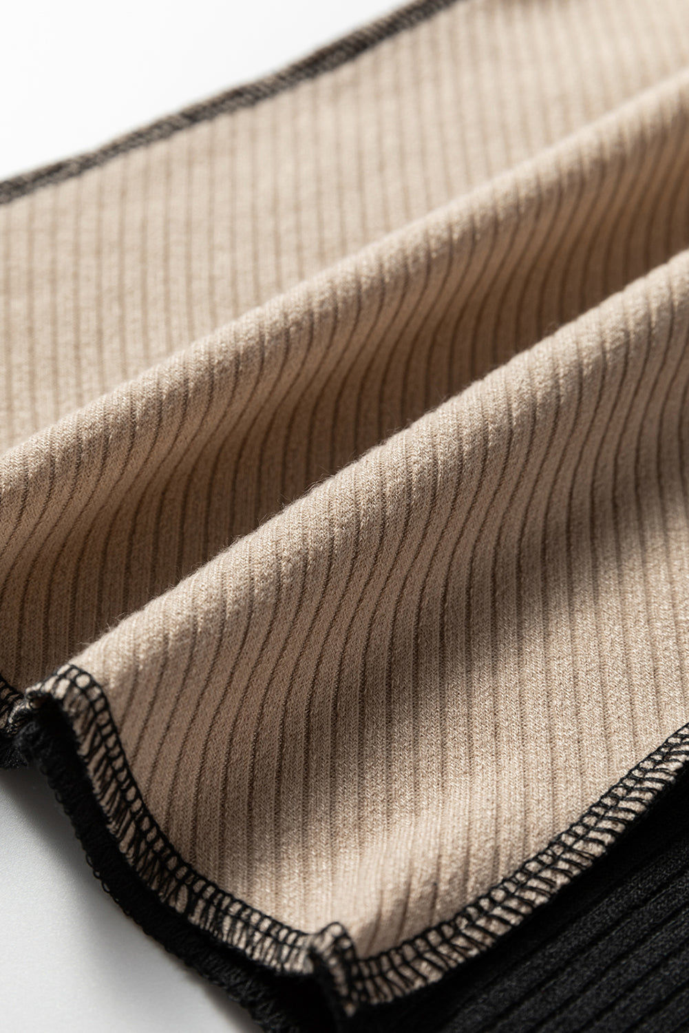 Irregular Trim Colorblock Seaming Rib-Knit Top