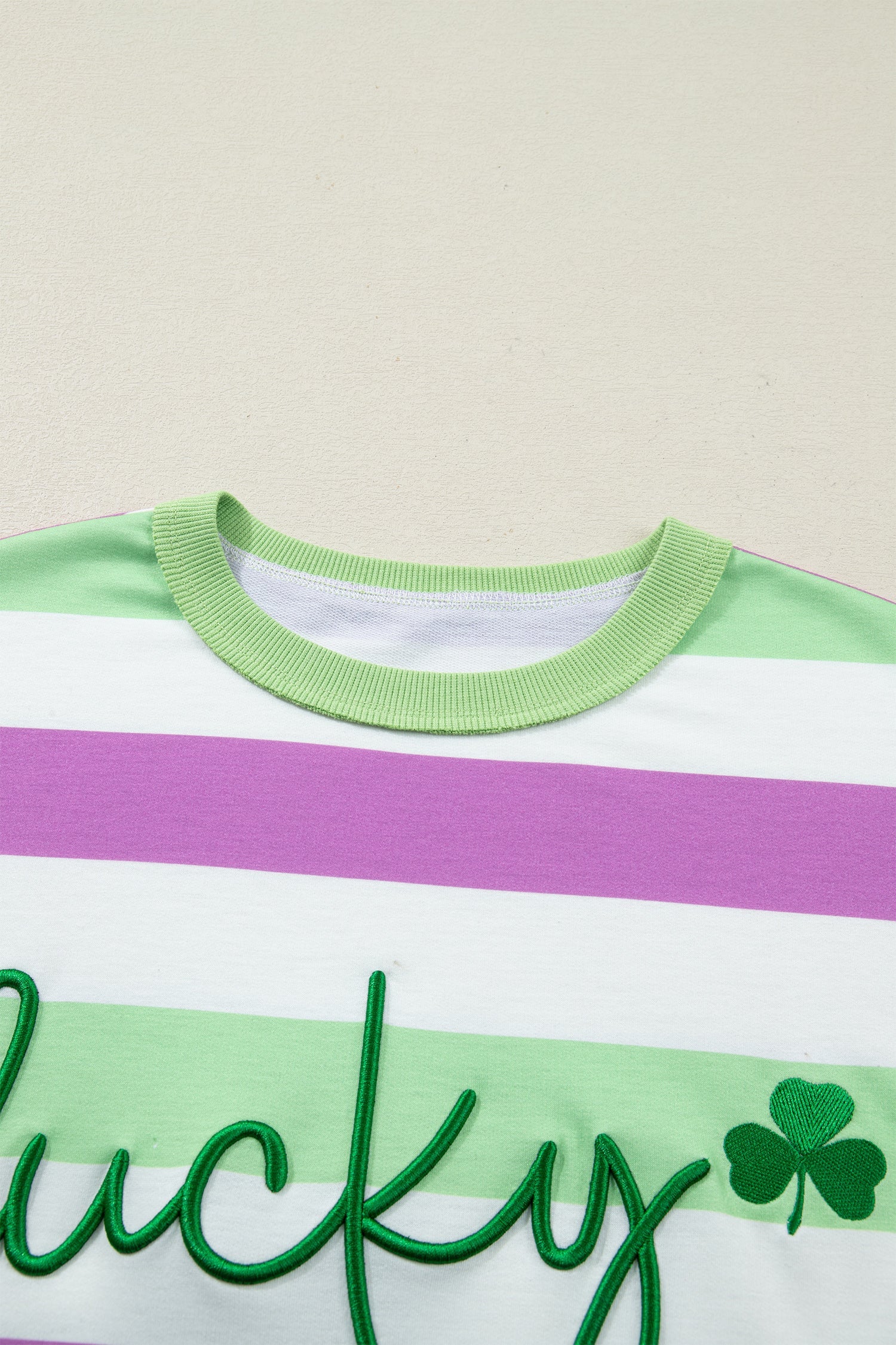 Embroidered Lucky Clover Graphic Dolman Loose Tee