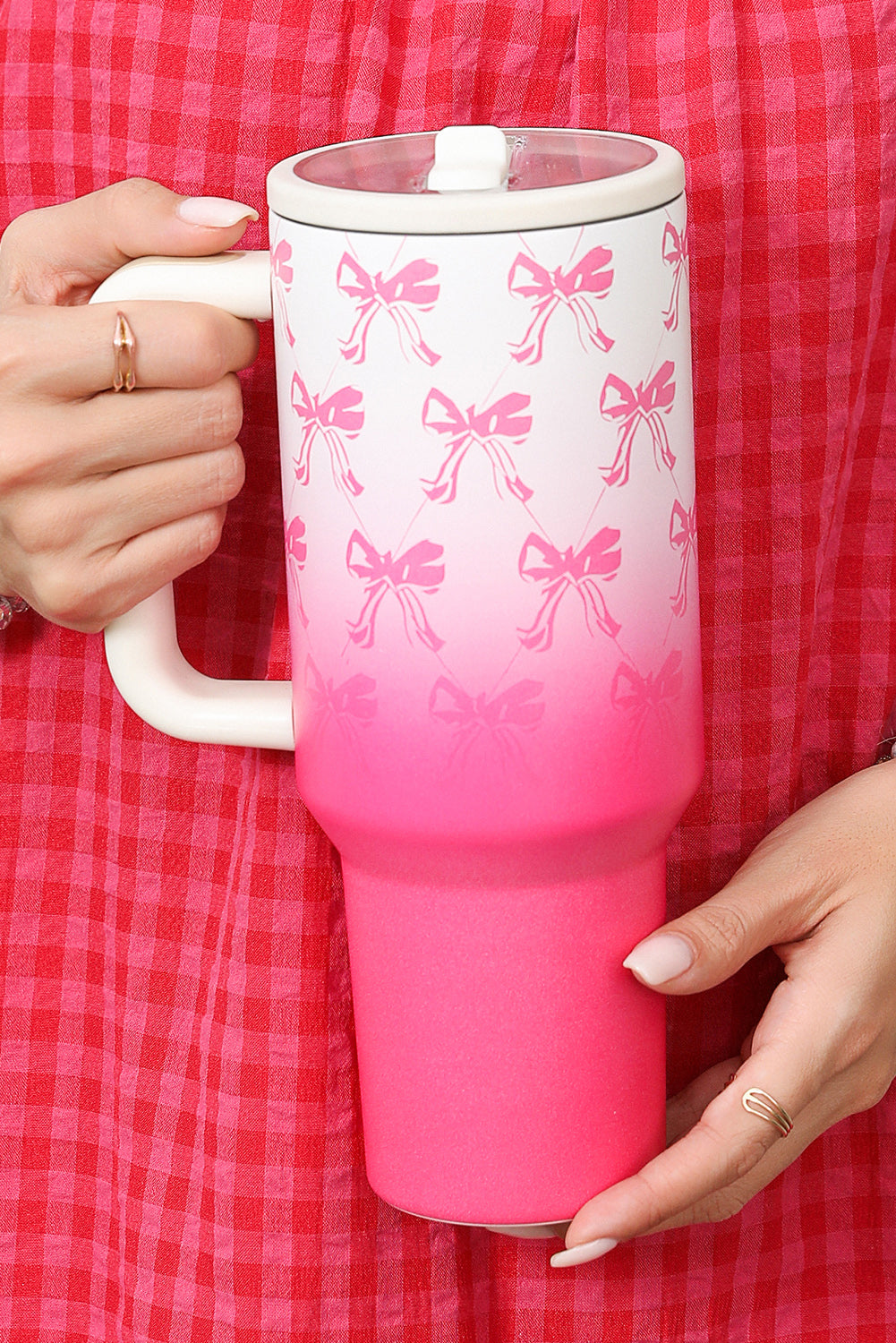 Gradient Bow Knot Color Print Large Vacuum Cup