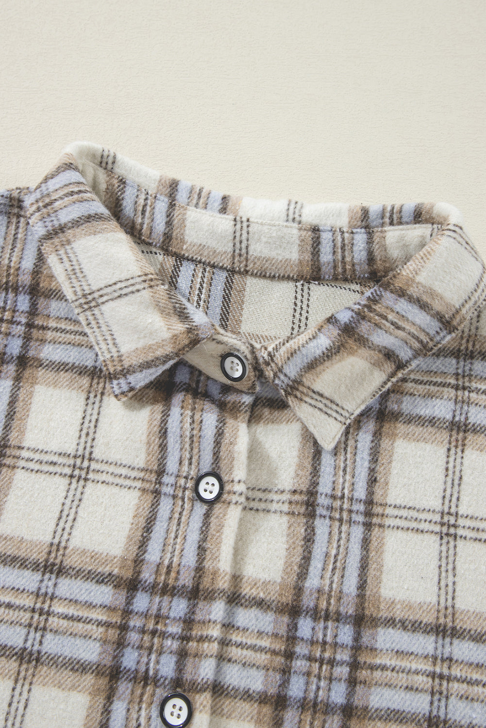 Plaid Plus Print Tunic Size Shacket with Slits in White