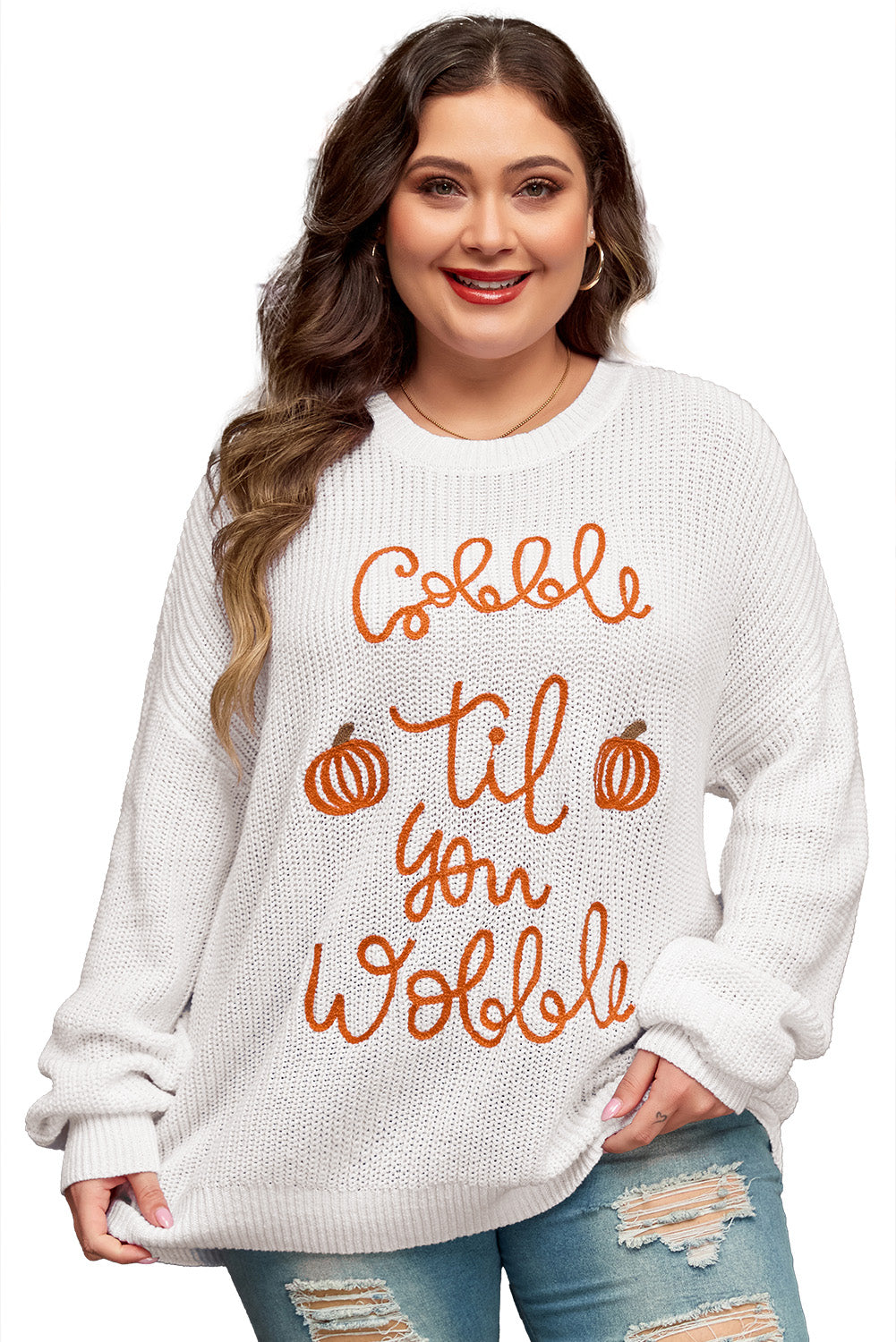 Gobble Til You Wobble Pop Up Crochet Pull Taille Plus