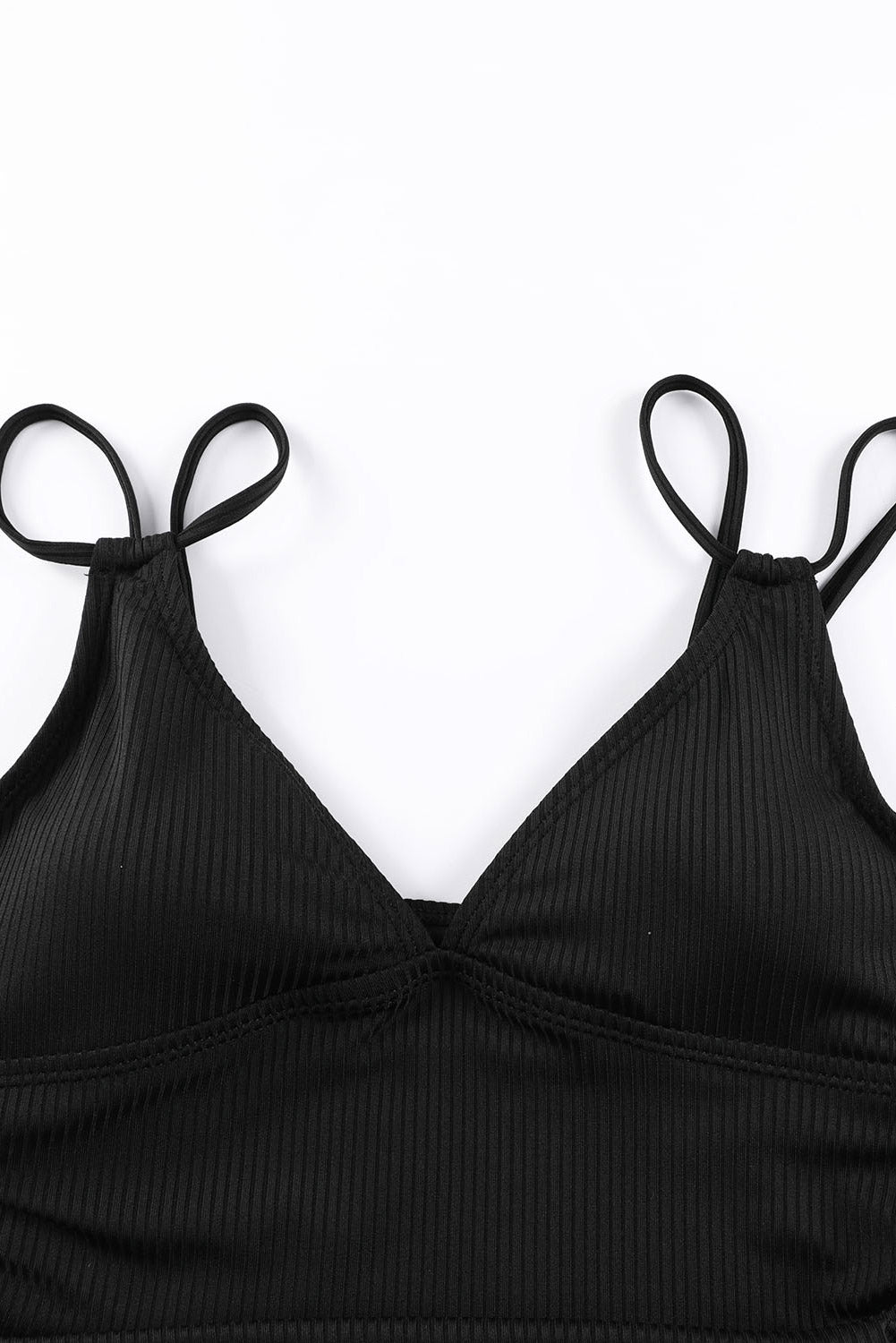 Women's Rib-Knitted Knitted One Piece Adjustable Straps Swimsuit