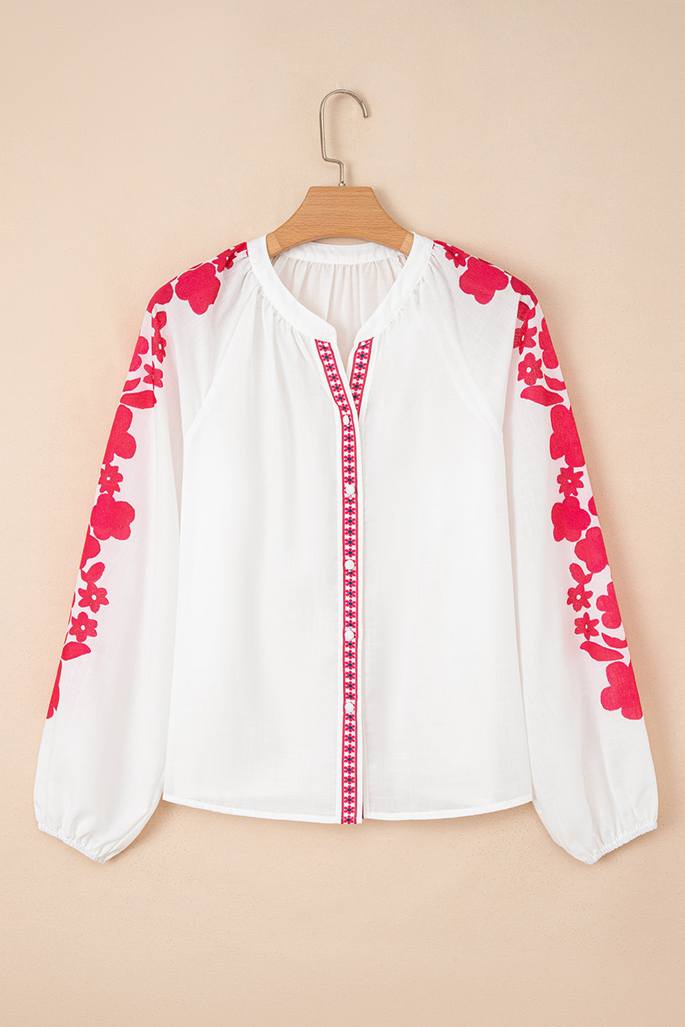 Floral Long-Sleeved Embroidered Puff Everyday Shirt