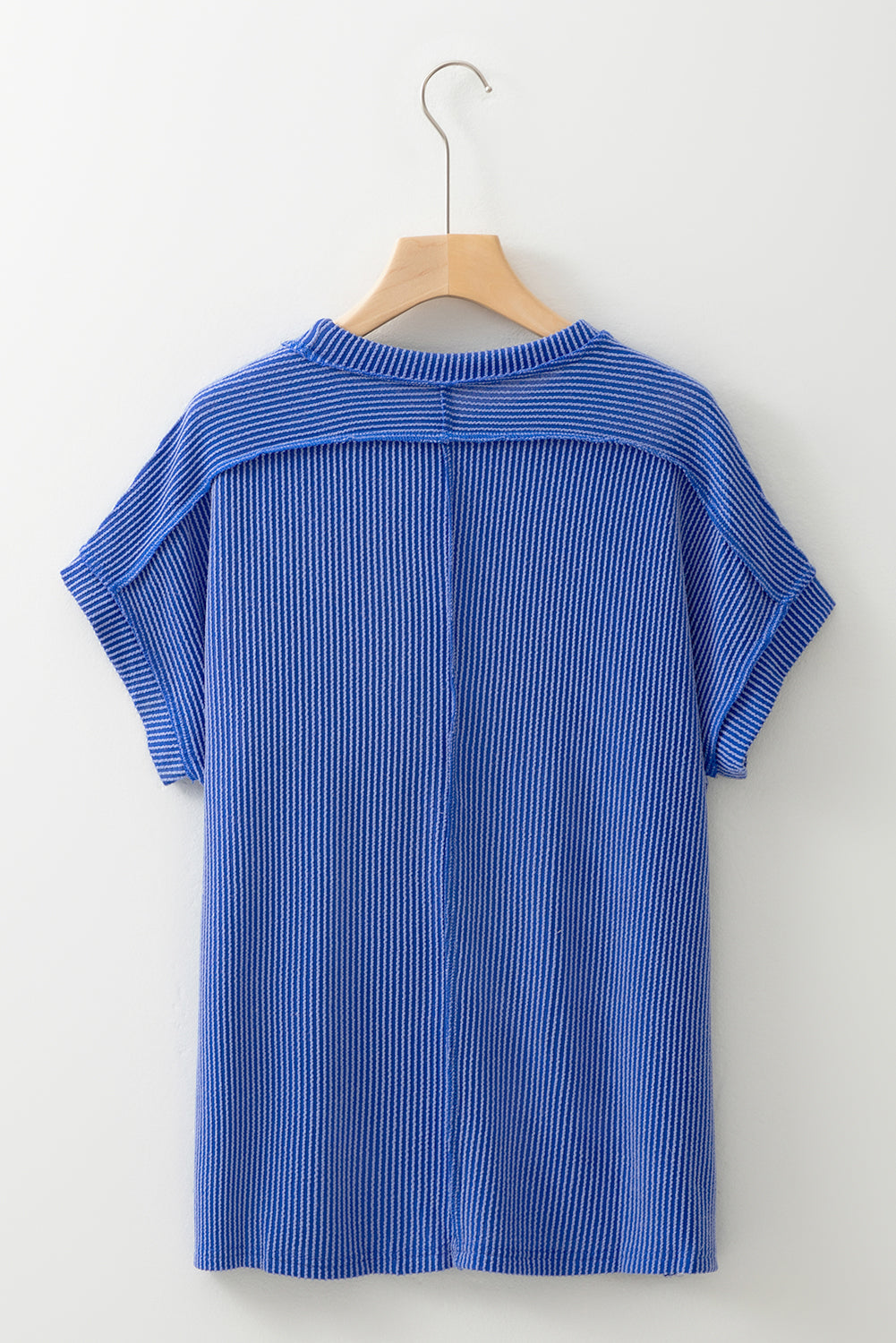 Textured Knit Exposed Stitching T-shirt