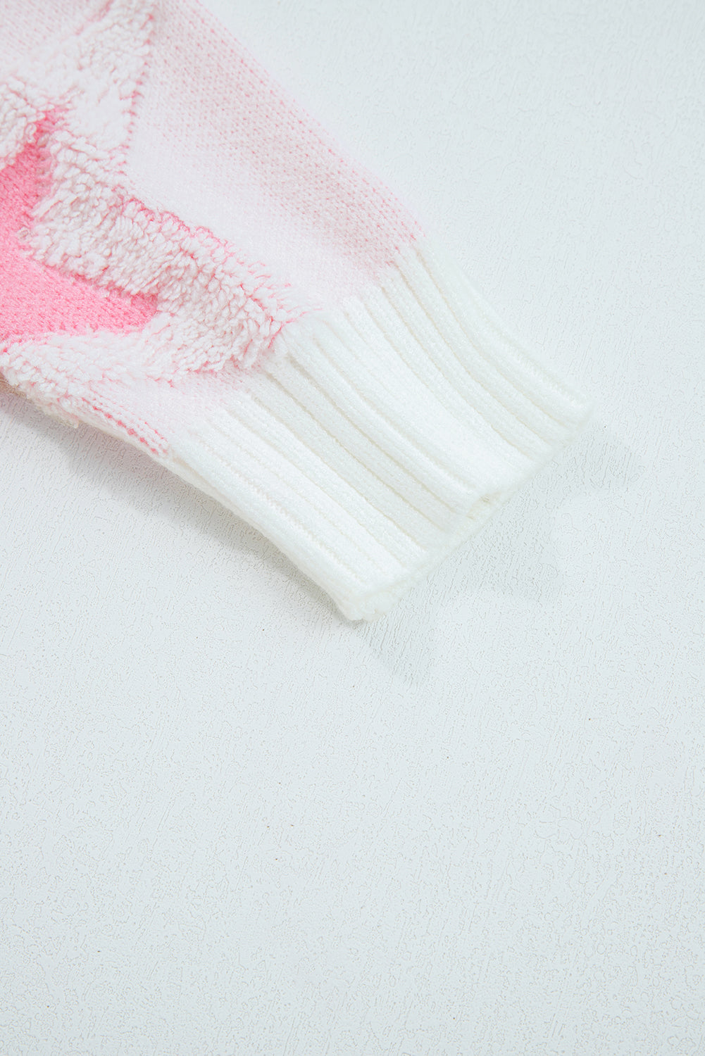 Roomy Cute Star Pattern Rib-Knit Edge Drop-Shoulder Knit Top