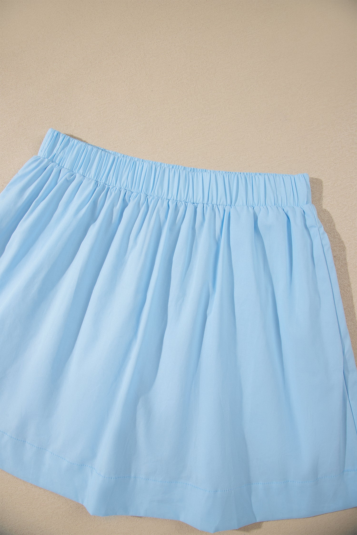 Cute Sky Blue Stripe Slim Tank Contrast Ruffle Mini Skort Set