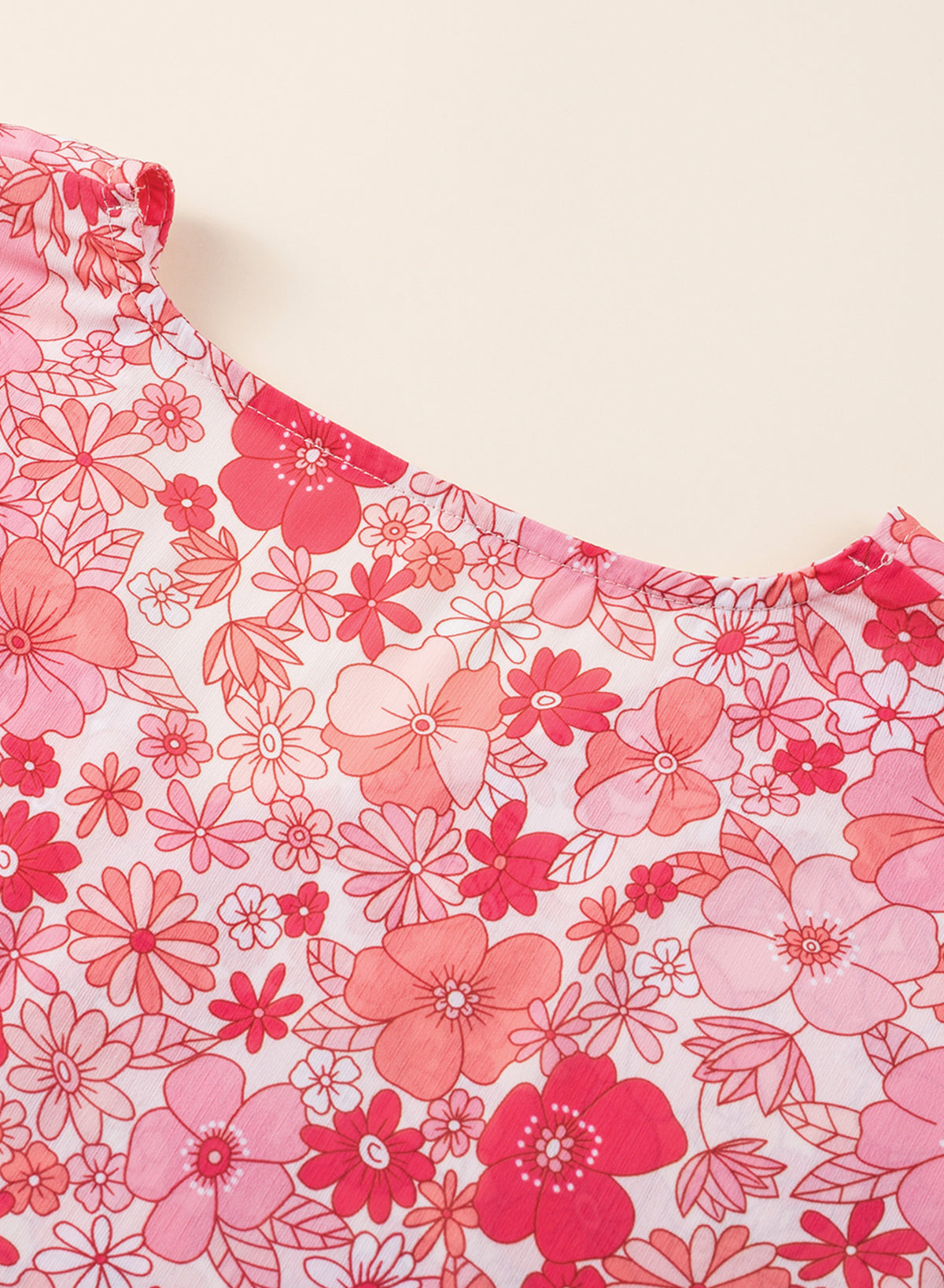 Blouse for Women V Neck Kimono Style Bohemian Floral-Print