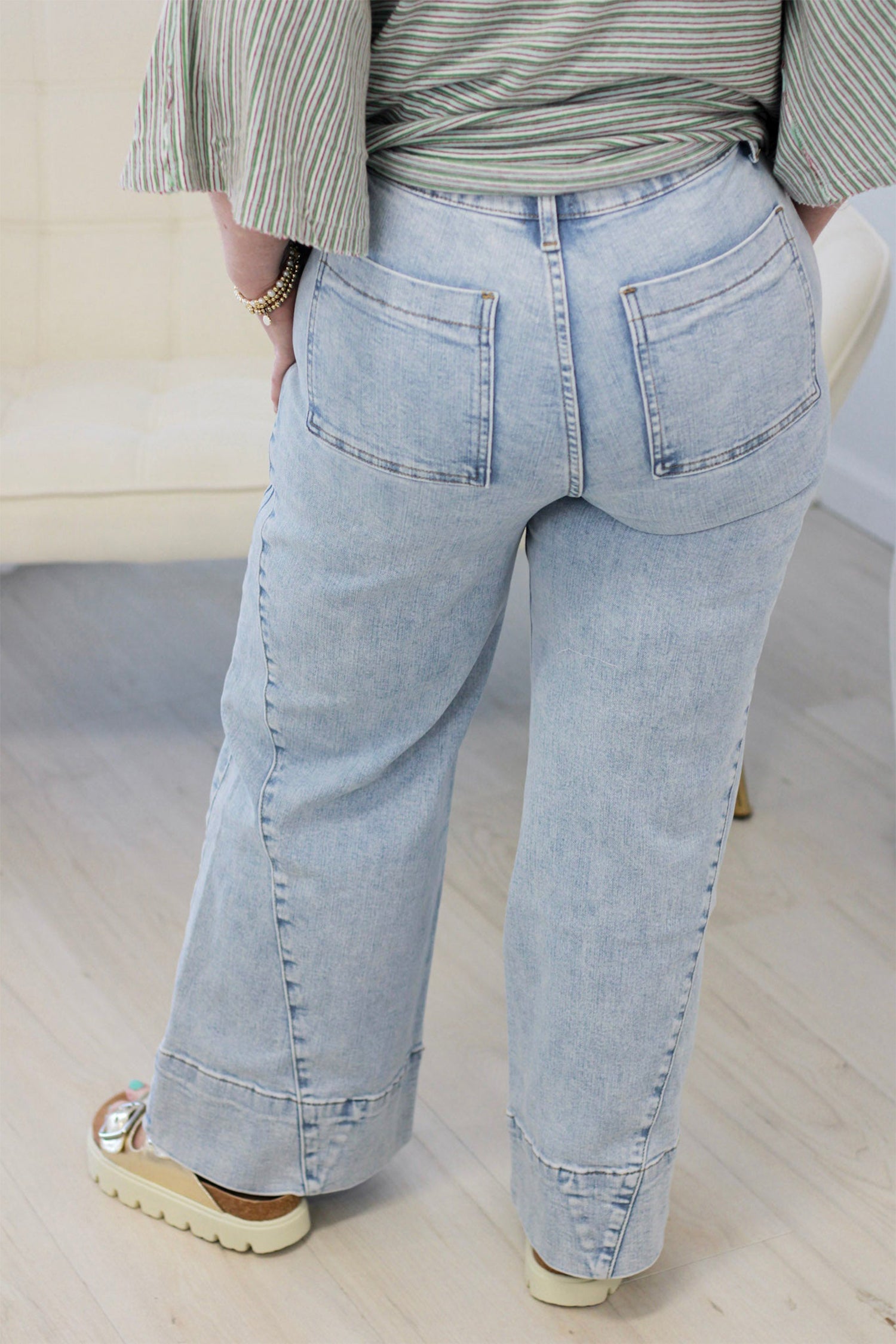 Easy-Fit Solid Paneling Fit Plus Size Jeans in Beau Blue