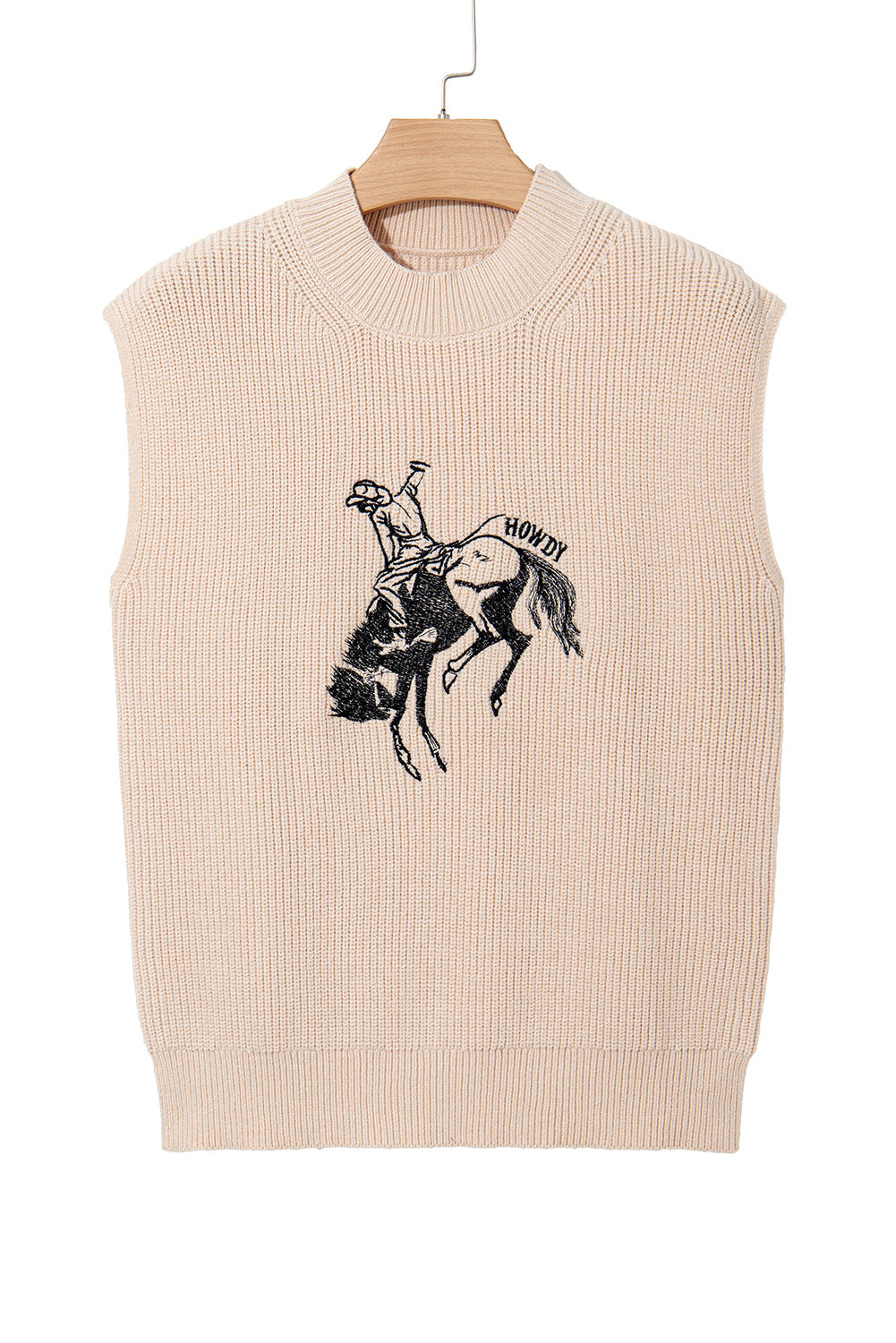 Cowboy HOWDY Rodeo Graphic High Neck Short-Sleeved Knit Top