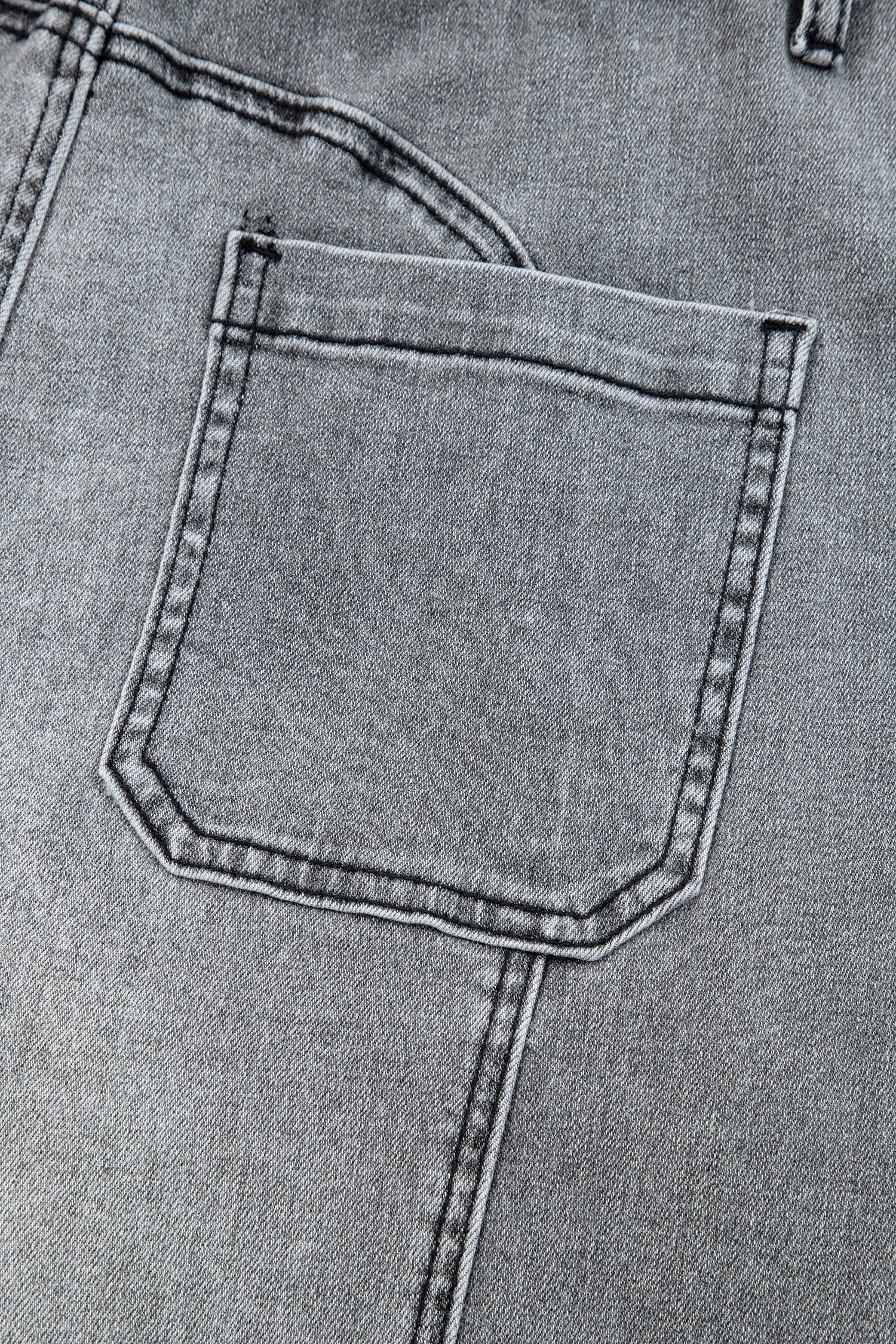 Detail Drawcord Seam Raw Hem Wide-Leg Denim Pants in Gray