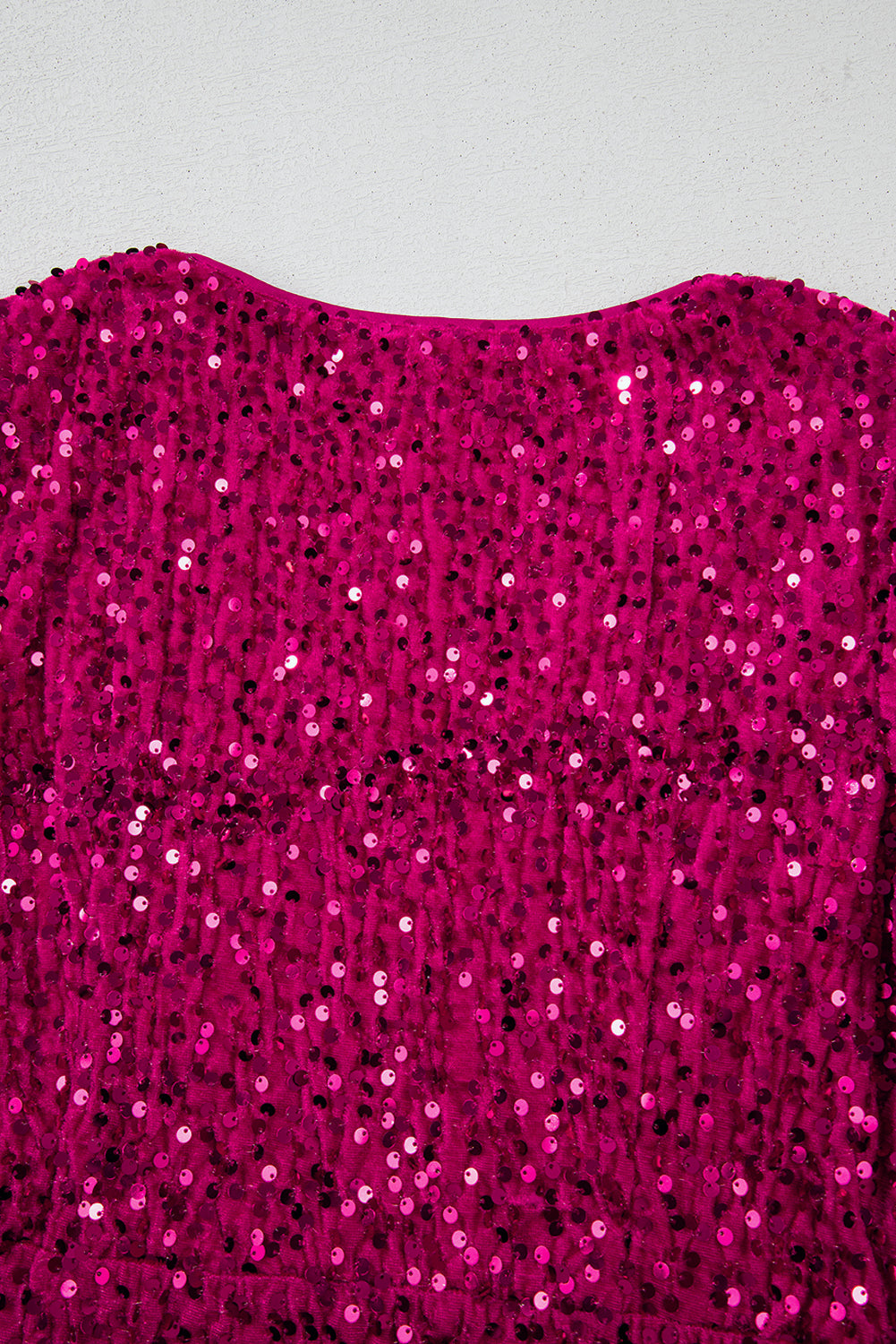 Pitaya Pink Velvet Sequin Long-Sleeved V-Neck Wrapped Party Mini Dress