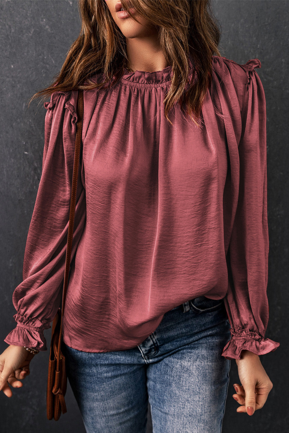 Blouse à manches longues et à volants