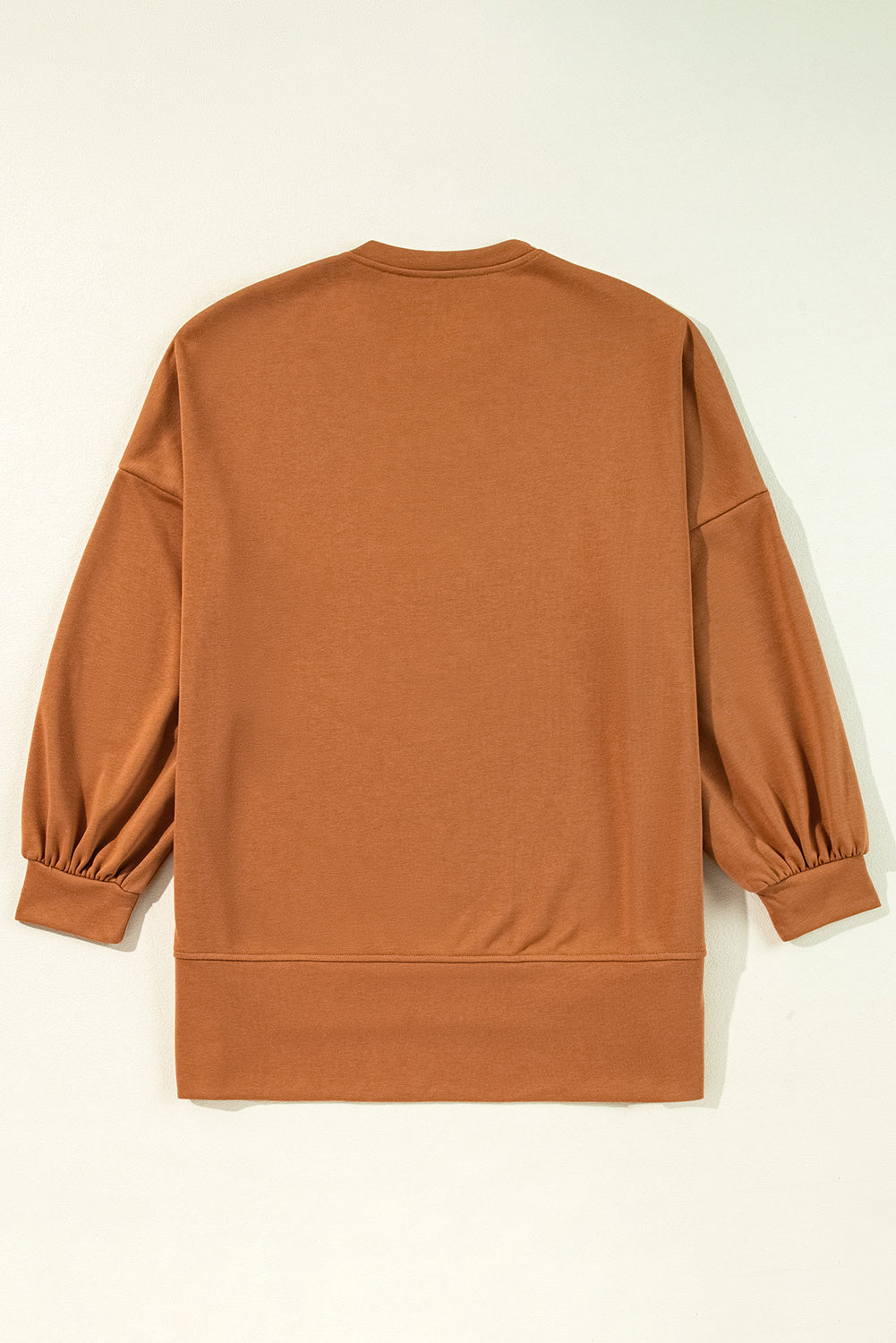 Halloween Sequin Happy Graphic Notched Neck Long-Sleeved Loose Top