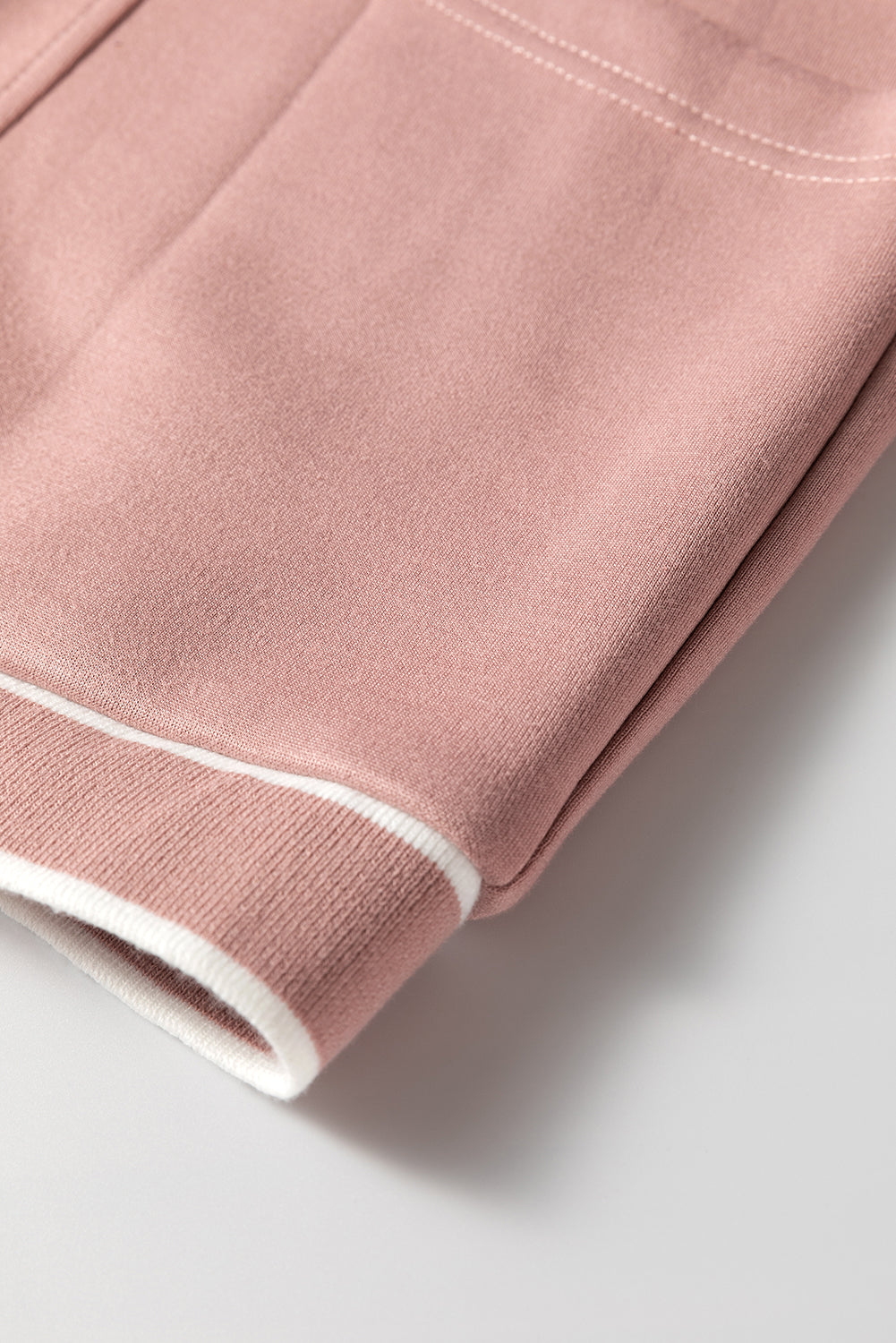 Stripe Contrast Trim Button-Front Pocket-Detail Knit Cardigan in Pink