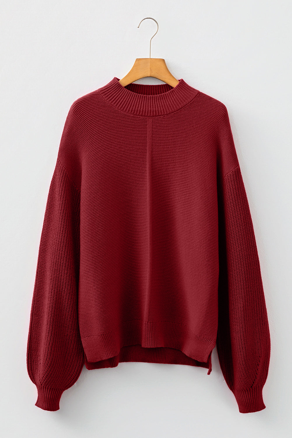 Seam Solid Front Drop-Shoulder Loose Knit Top Style