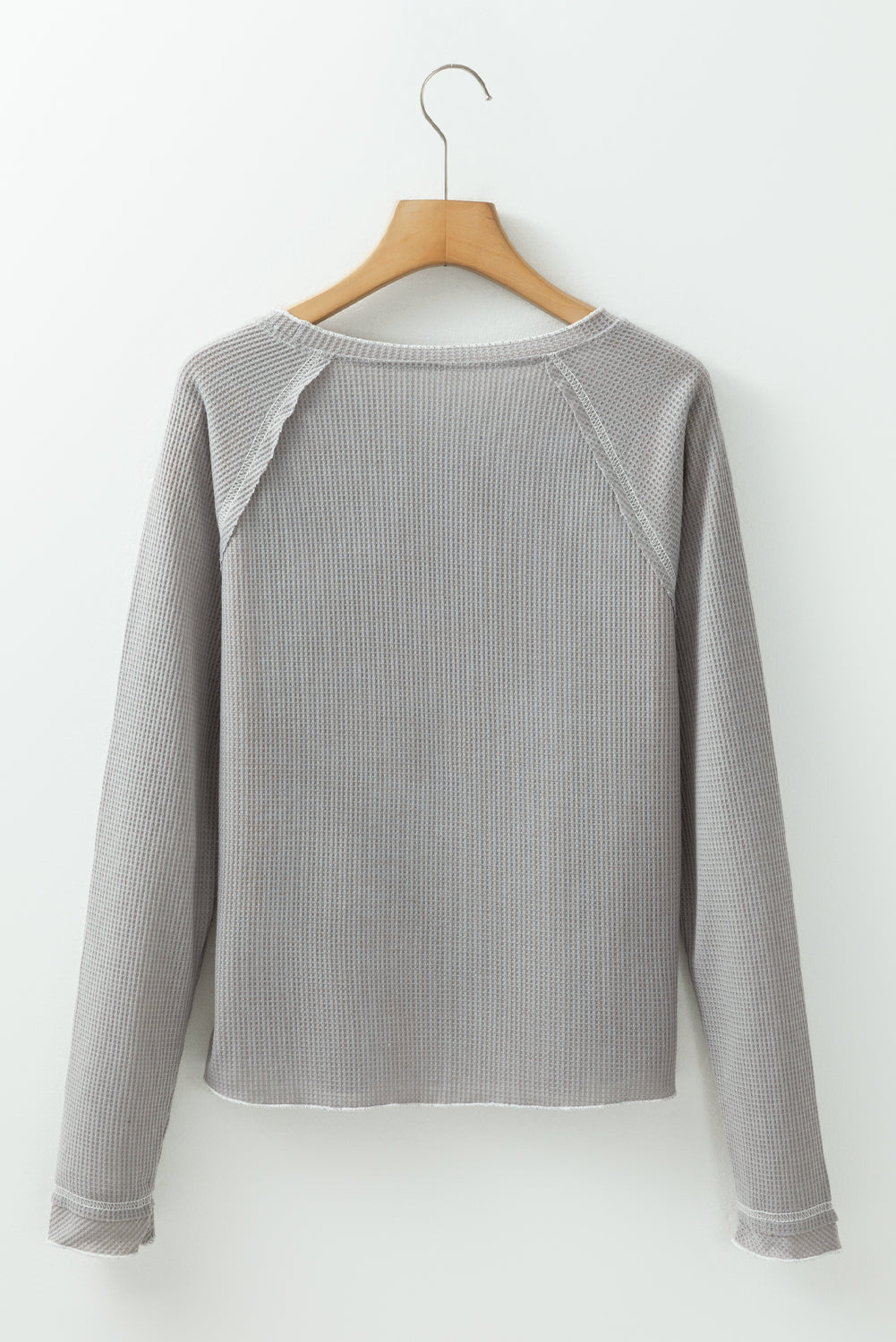 Textured Top Round-Neck Long-Sleeved in Gray