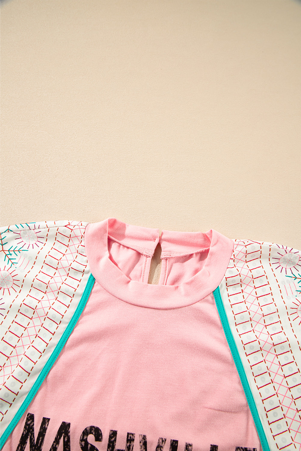Pink Vintage Nashville Printed Patchwork Tank Top
