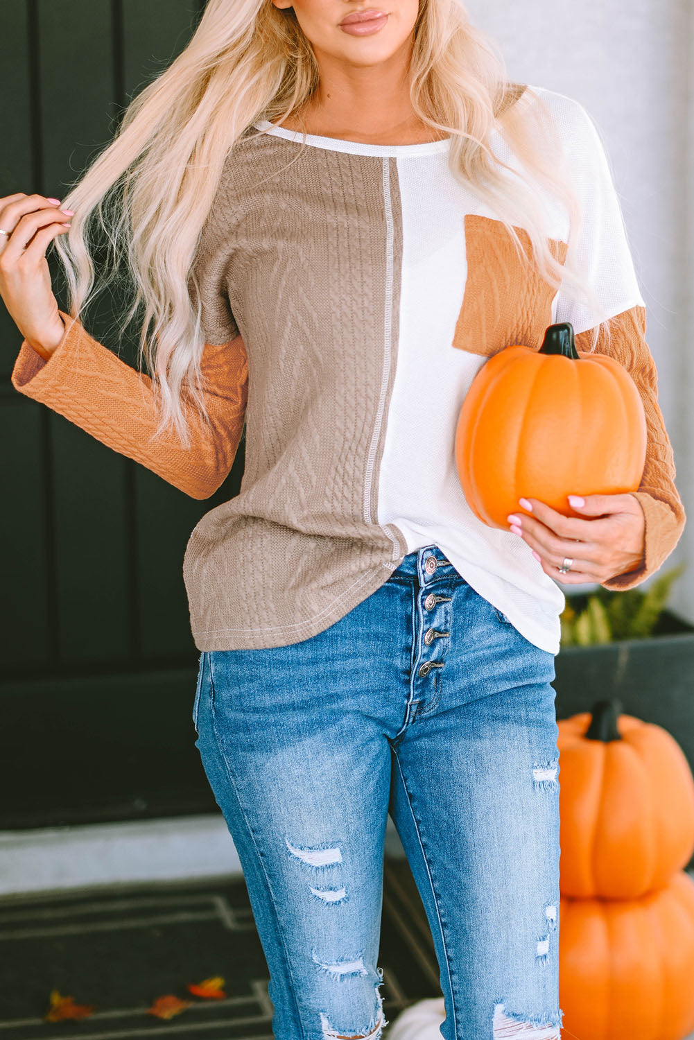 Knit Top for Women Long-Sleeve Chest