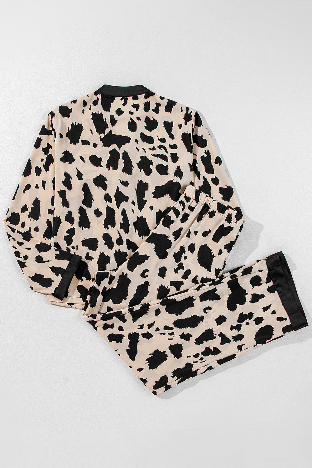 Contrast Trim Cheetah Trim Easy-Fit Fit 2-Piece Sleepwear