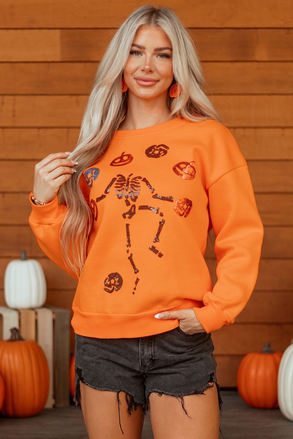 Dancing Critters Sequin Halloween Crewneck Sweatshirt