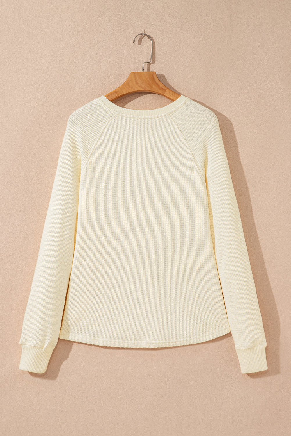 Half Textured Knit Buttons Henley Top