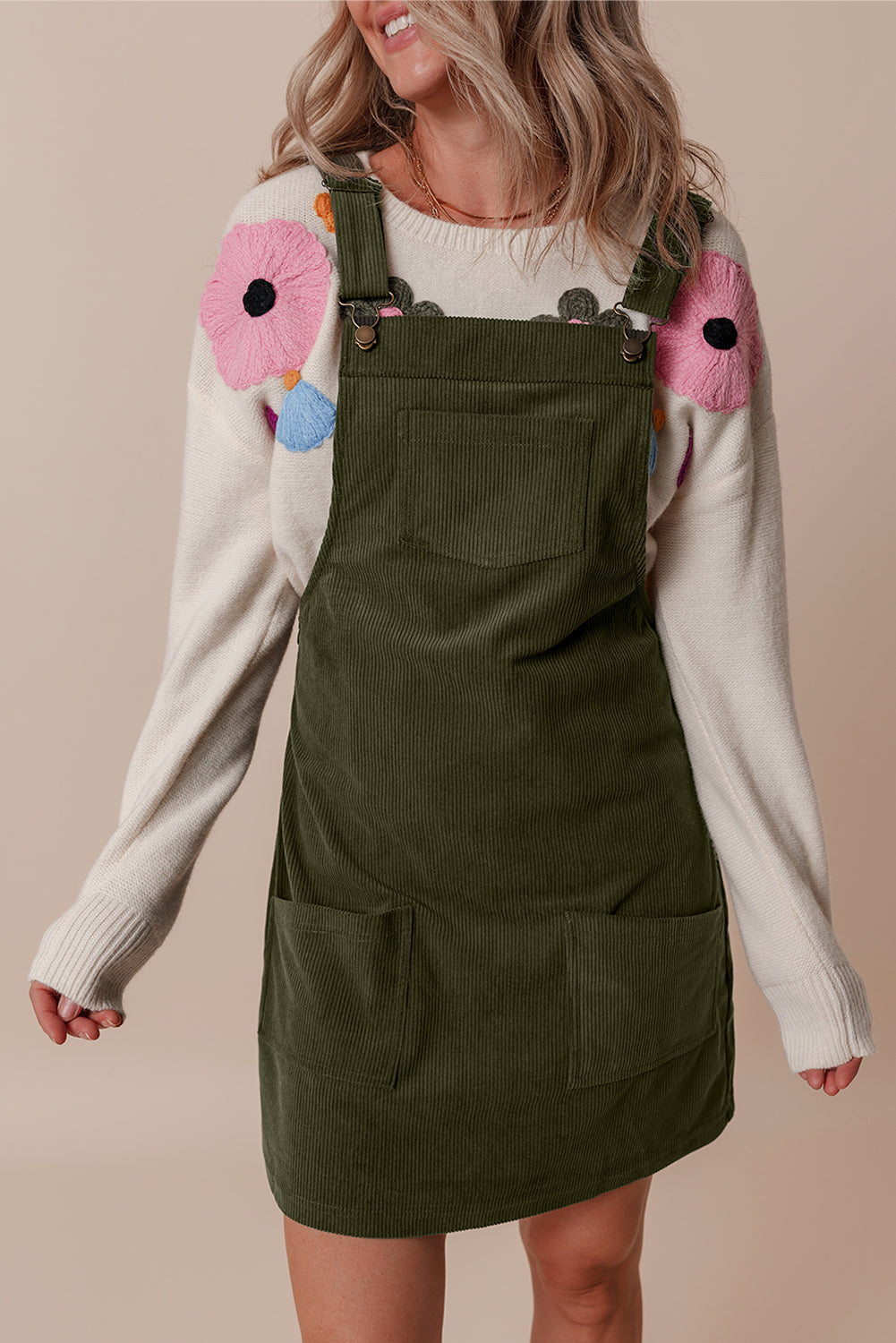 Dress for Women Cord Overall Sleeveless