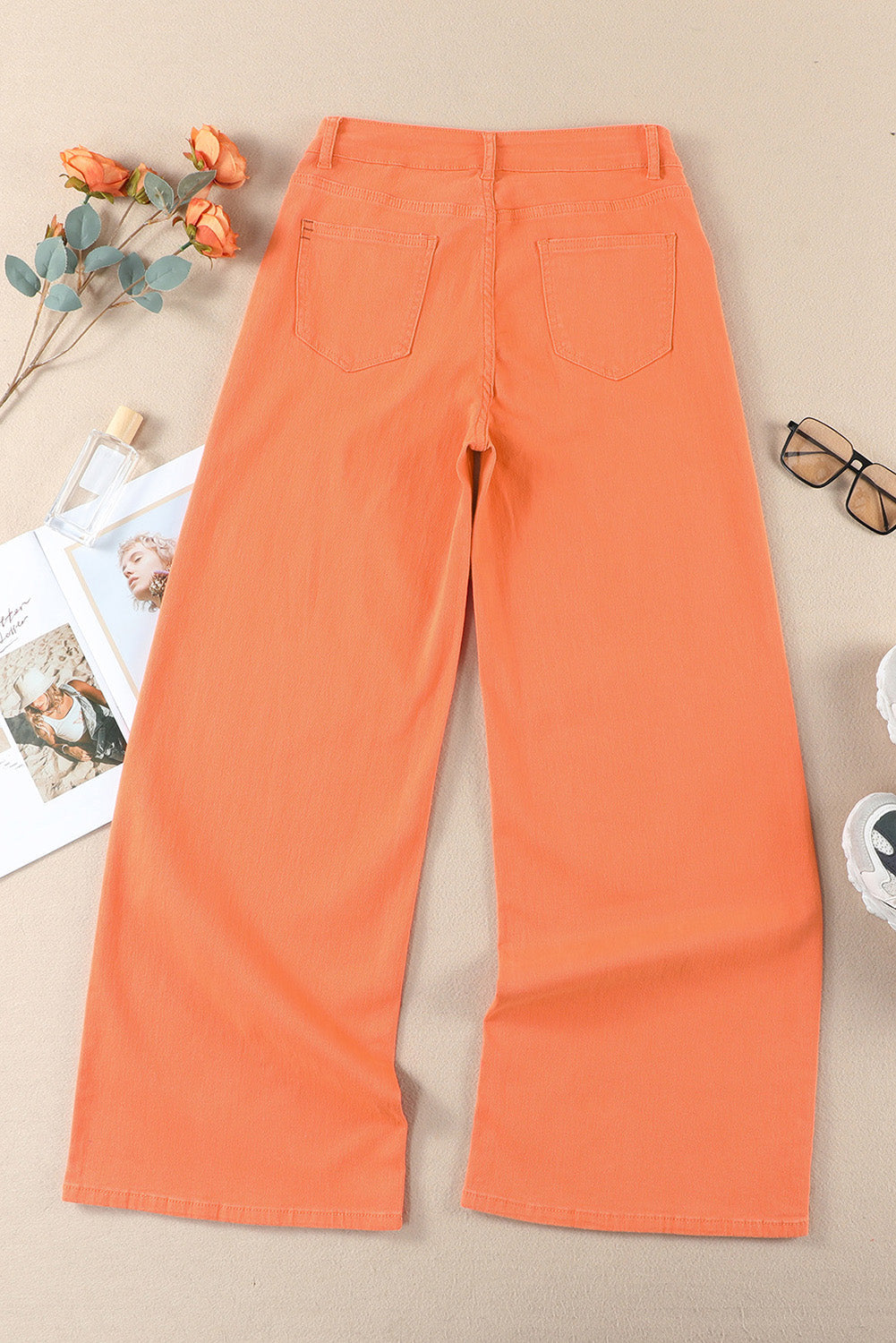 Women's Jeans with High-Rise Wide-Leg Acid Wash