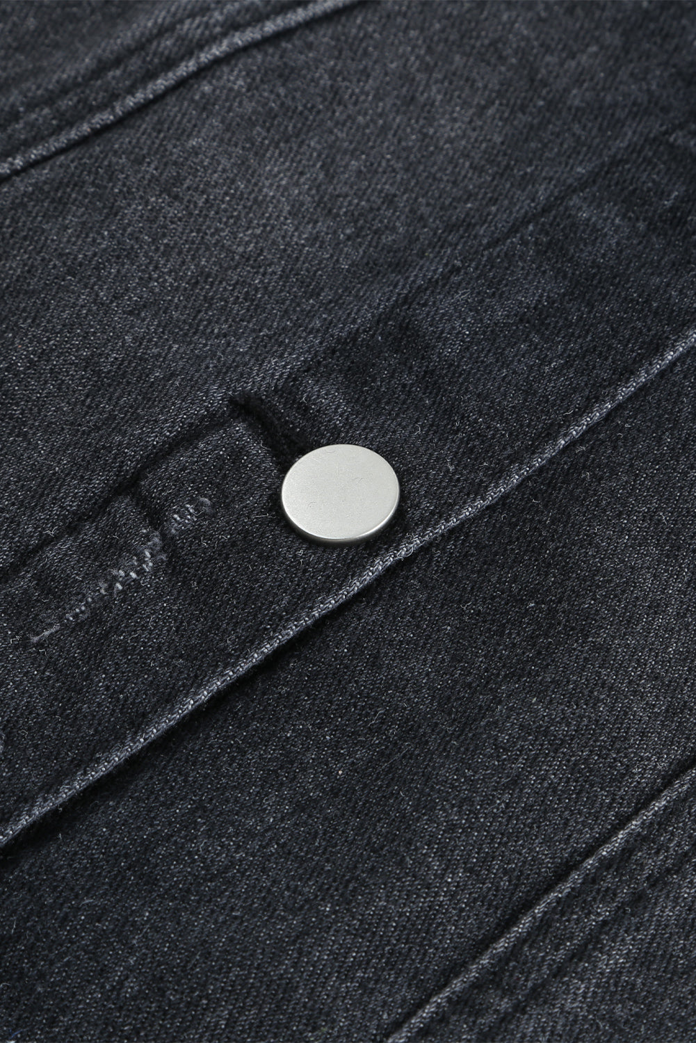 Lapel Hem Distressed Raw Buttons Denim Jacket