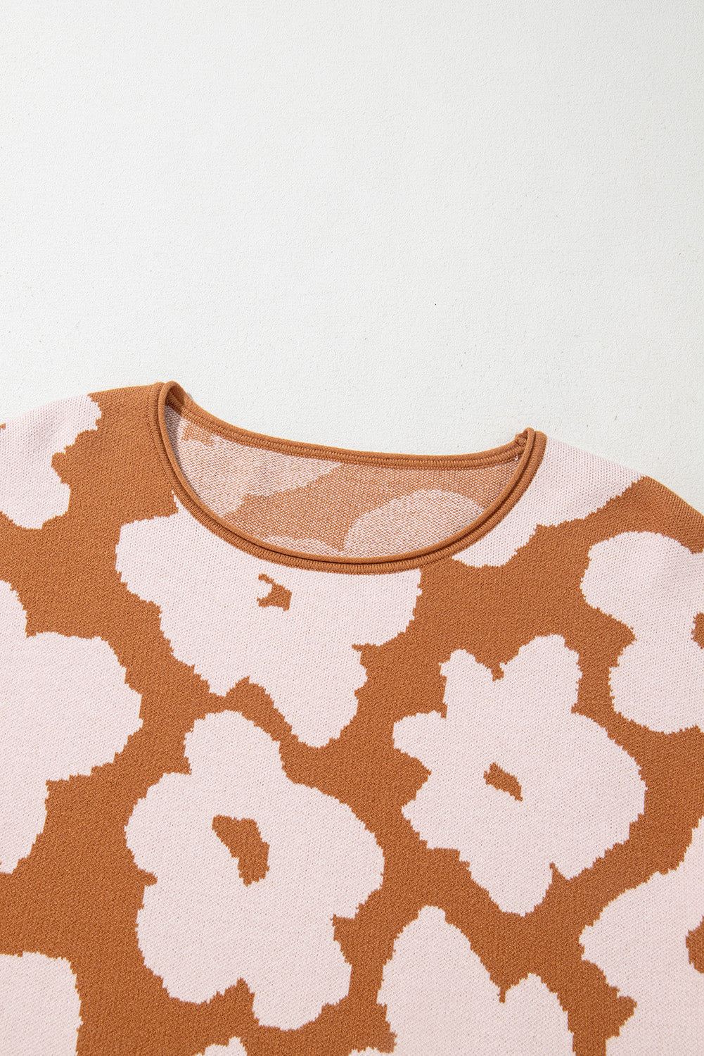 Floral Pattern Crew Neck Long Sleeve Loose Sweater