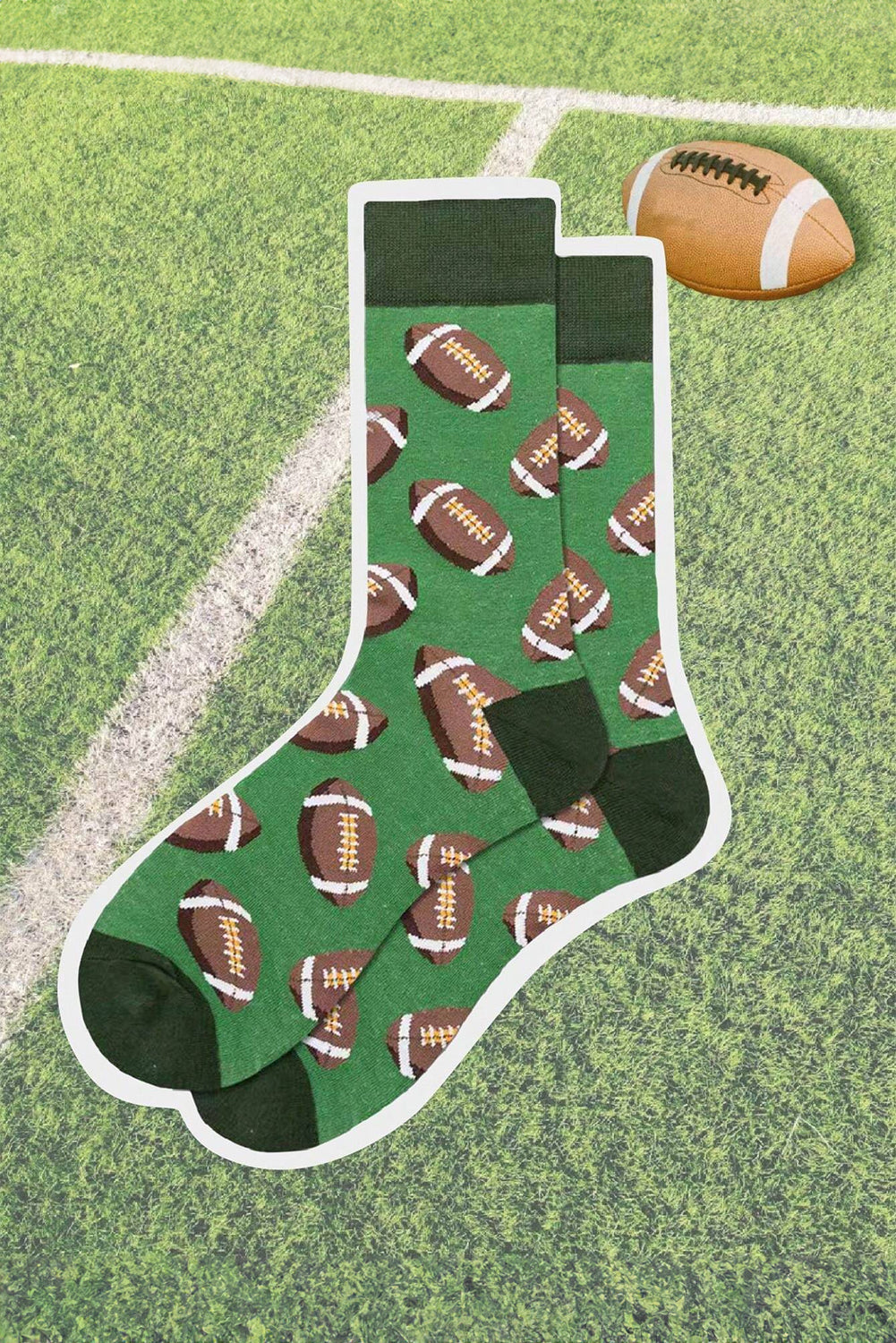Rugby Football Print Mid-length Socks
