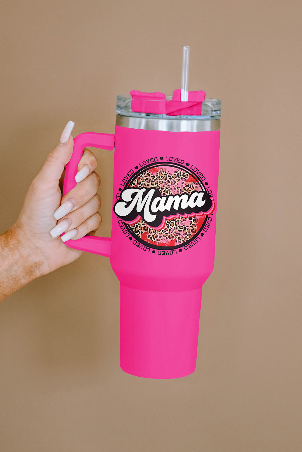 Stainless Mama Leopard-Print Steel Insulate Cup with Handle 40oz