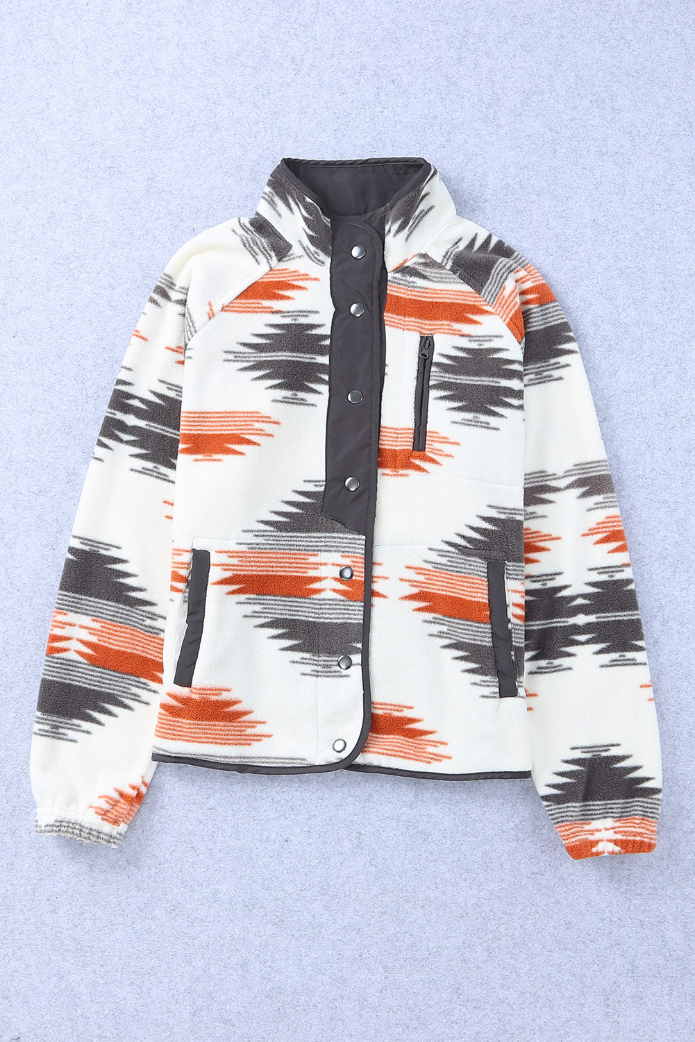 Women's Fleece Western Aztec Snap Button-Front Jacket