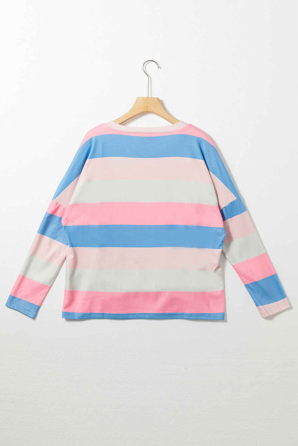 Women's Top with Striped V Neck Long-Sleeve