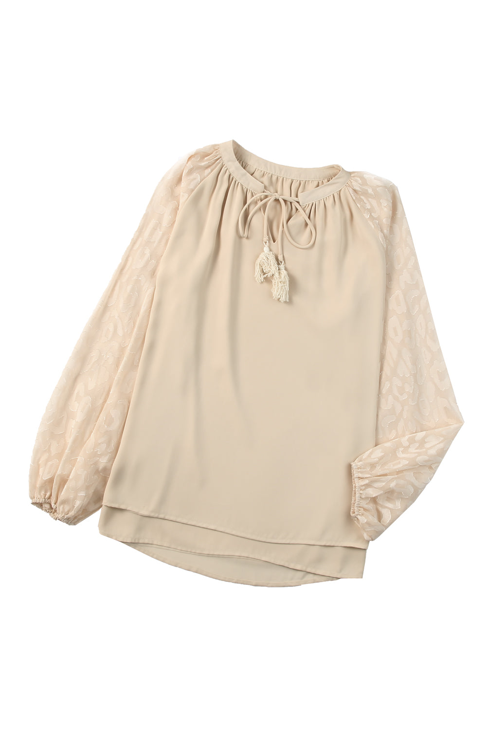 Women's Blouse Featuring Mesh Split Neck