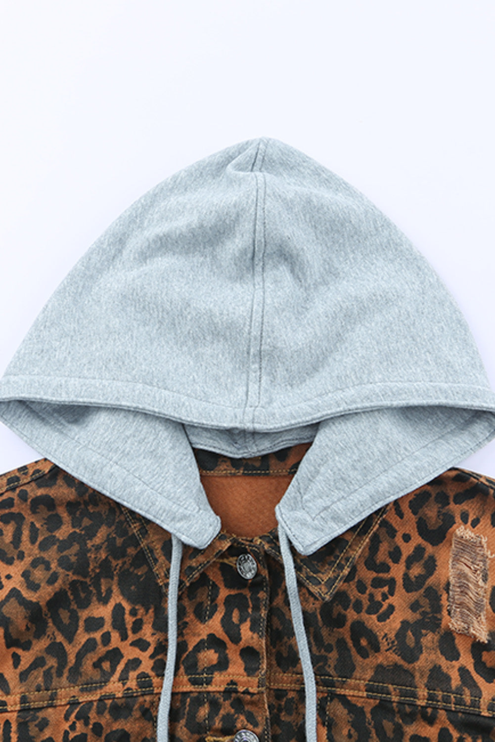 Women's Outfit with Denim Jacket Ripped Hooded