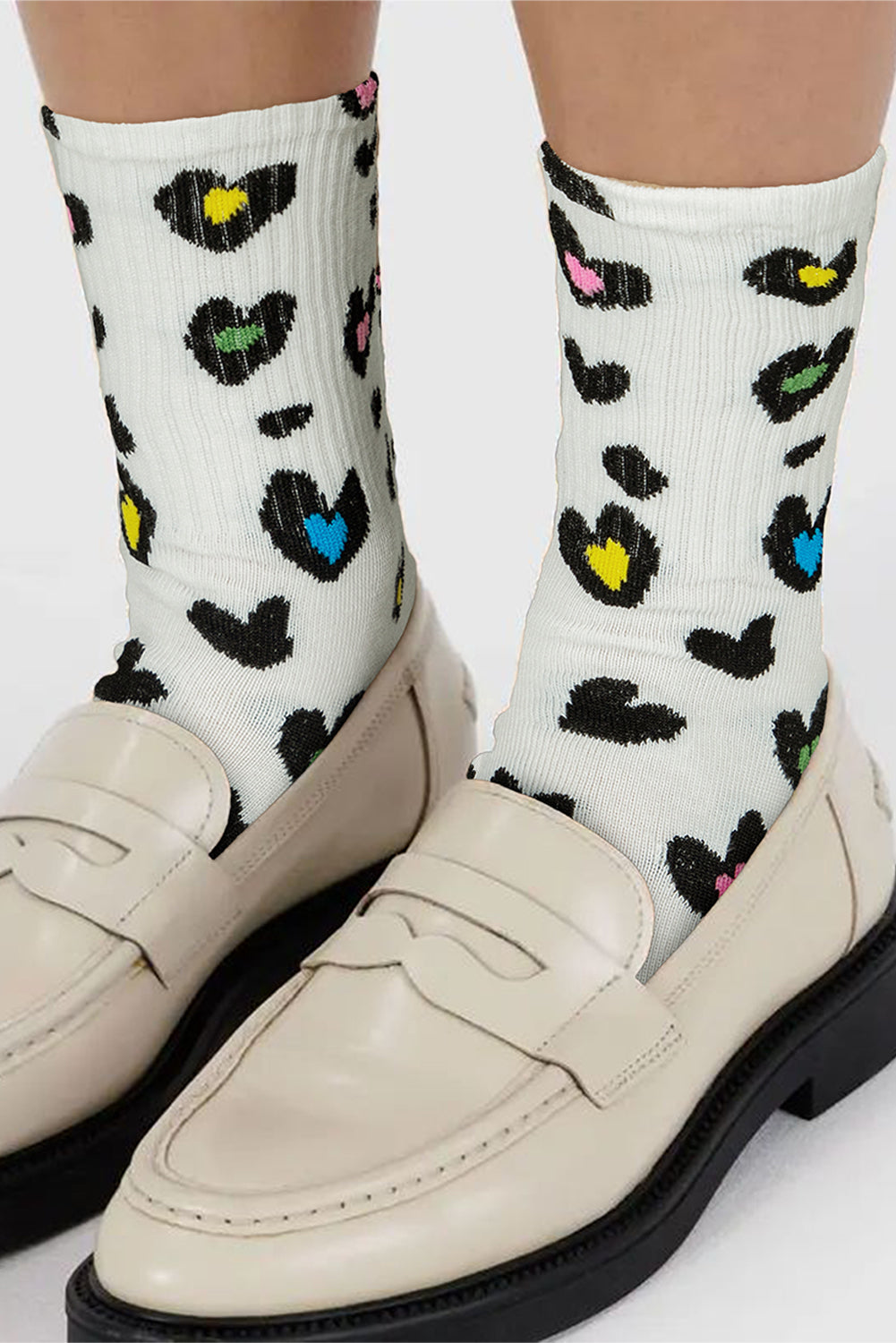 Leopard-Print Rib-Knit Edge Soft Socks