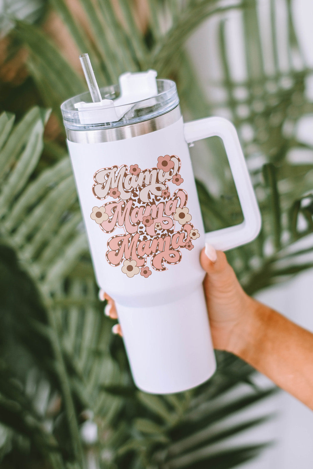 Flower Leopard-Print mama Leopard-Print Stainless Steel Insulate Cup 40oz