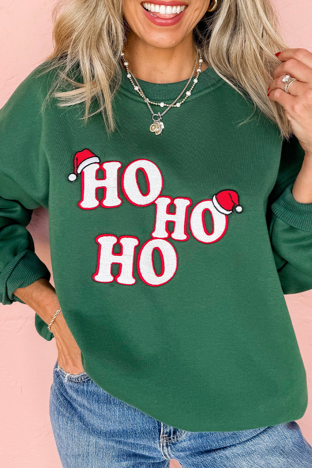Embroidered Christmas Letter Graphic Fashion Sweatshirt