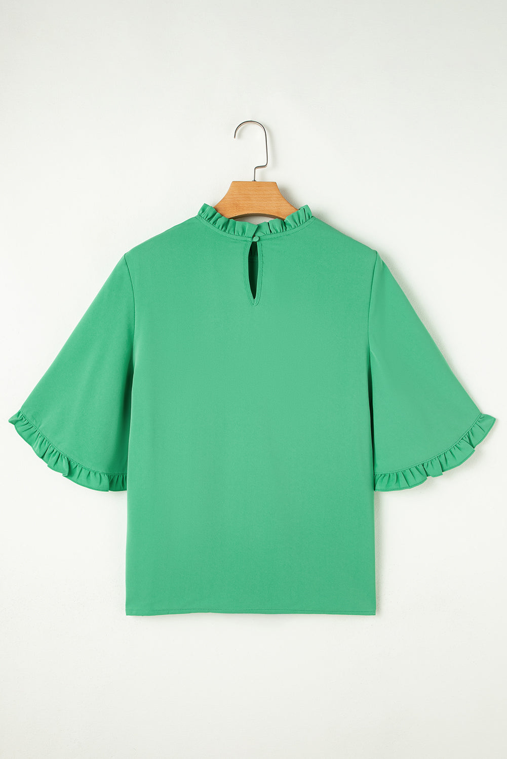 Wide Frilly Round-Neck Half Sleeve Blouse