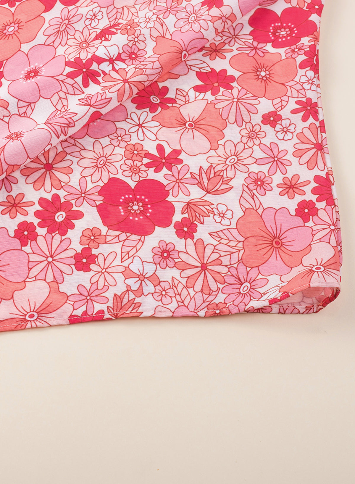 Blouse for Women V Neck Kimono Style Bohemian Floral-Print
