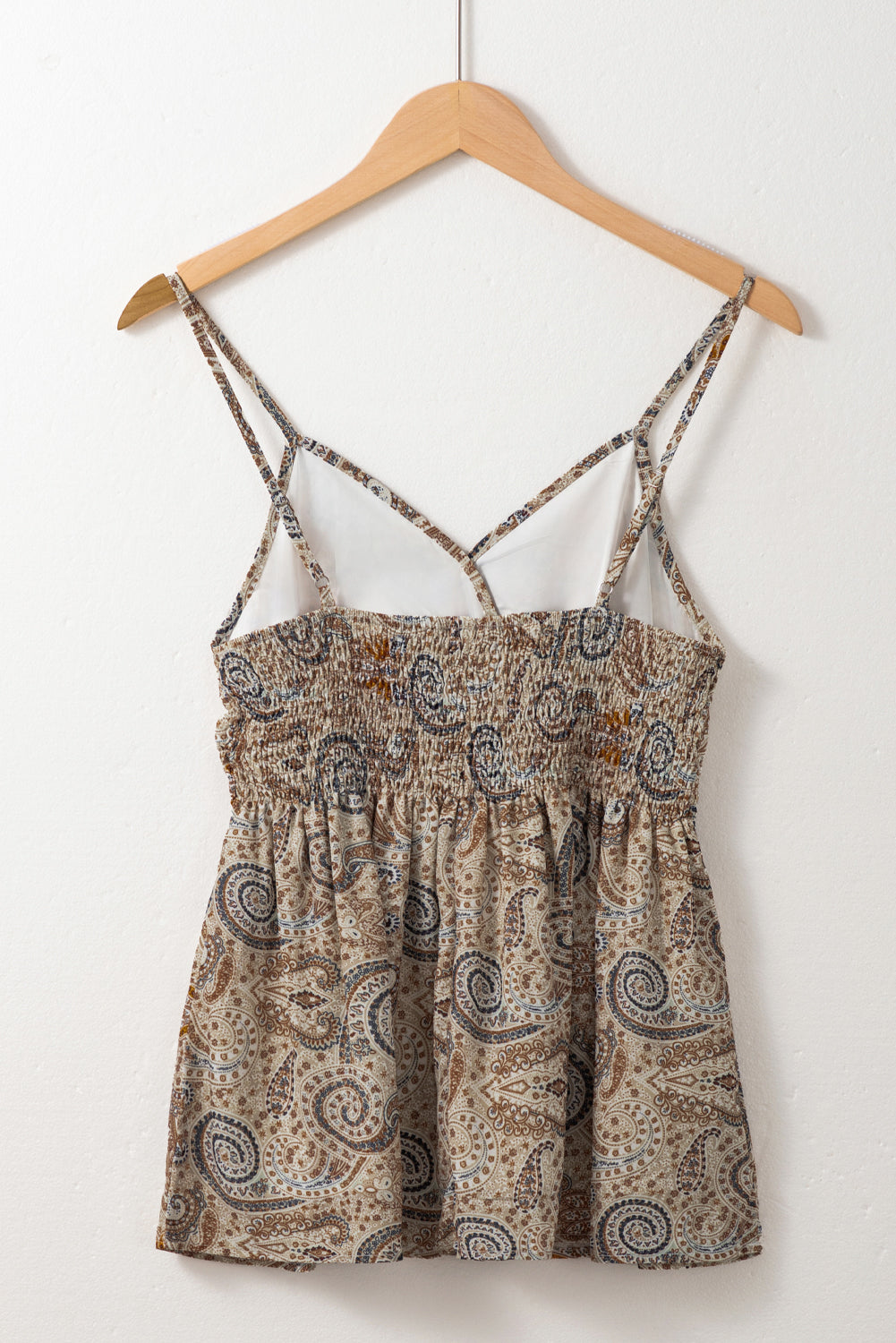 Paisley Printed Spaghetti Strap Babydoll Tank Top
