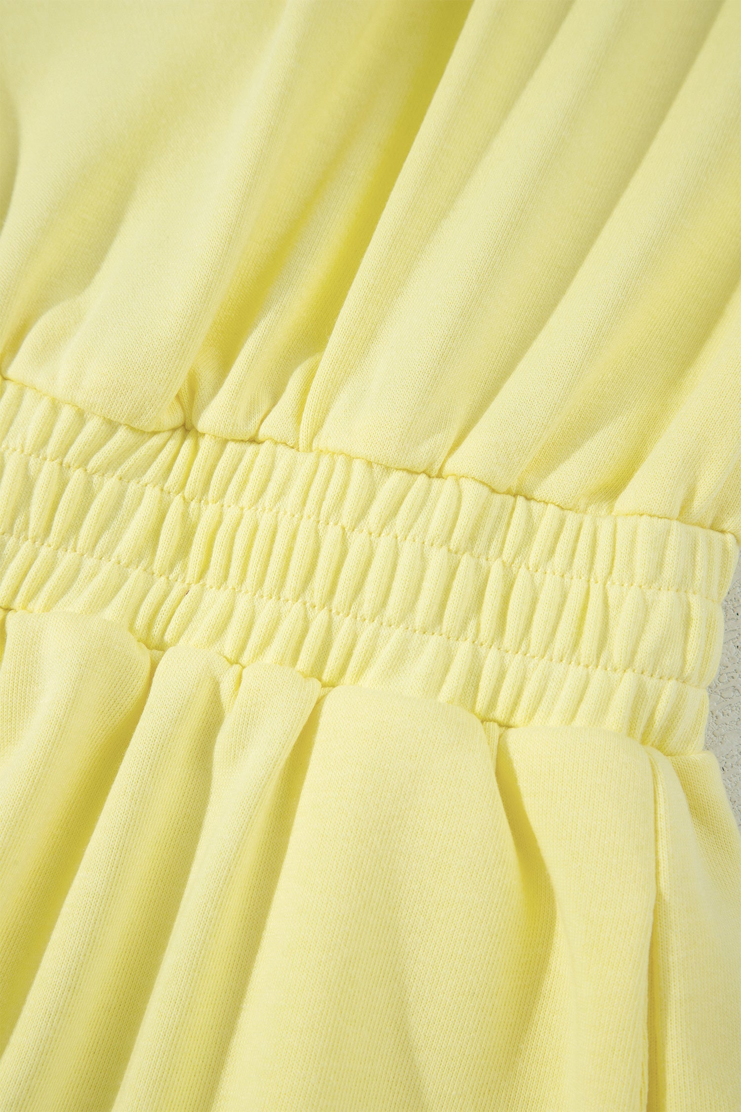 Cream Polo Half Zip Tee Elastic Waist Romper in Yellow