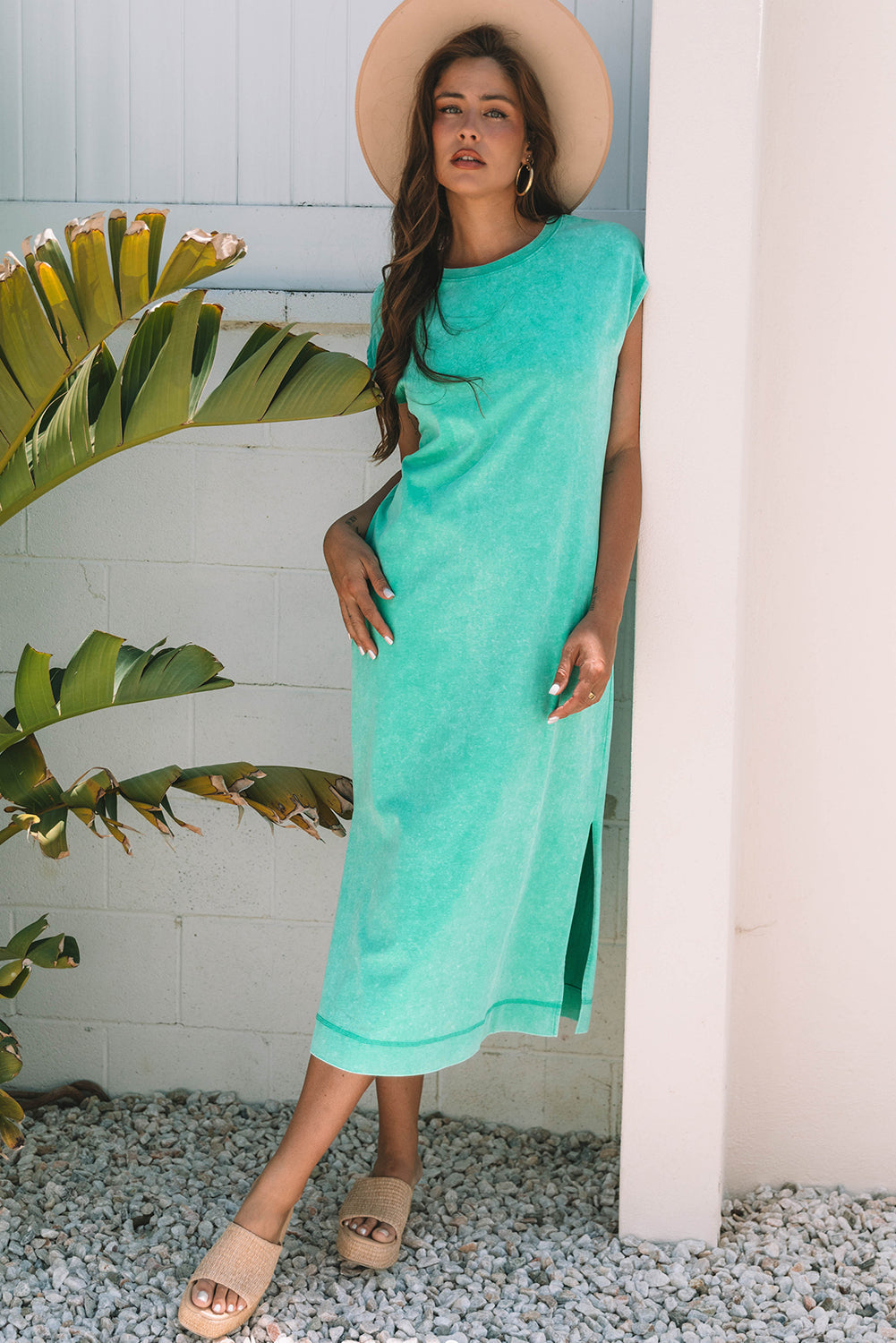 Mineral T-shirt Wash Pocket-Detail Long Dress