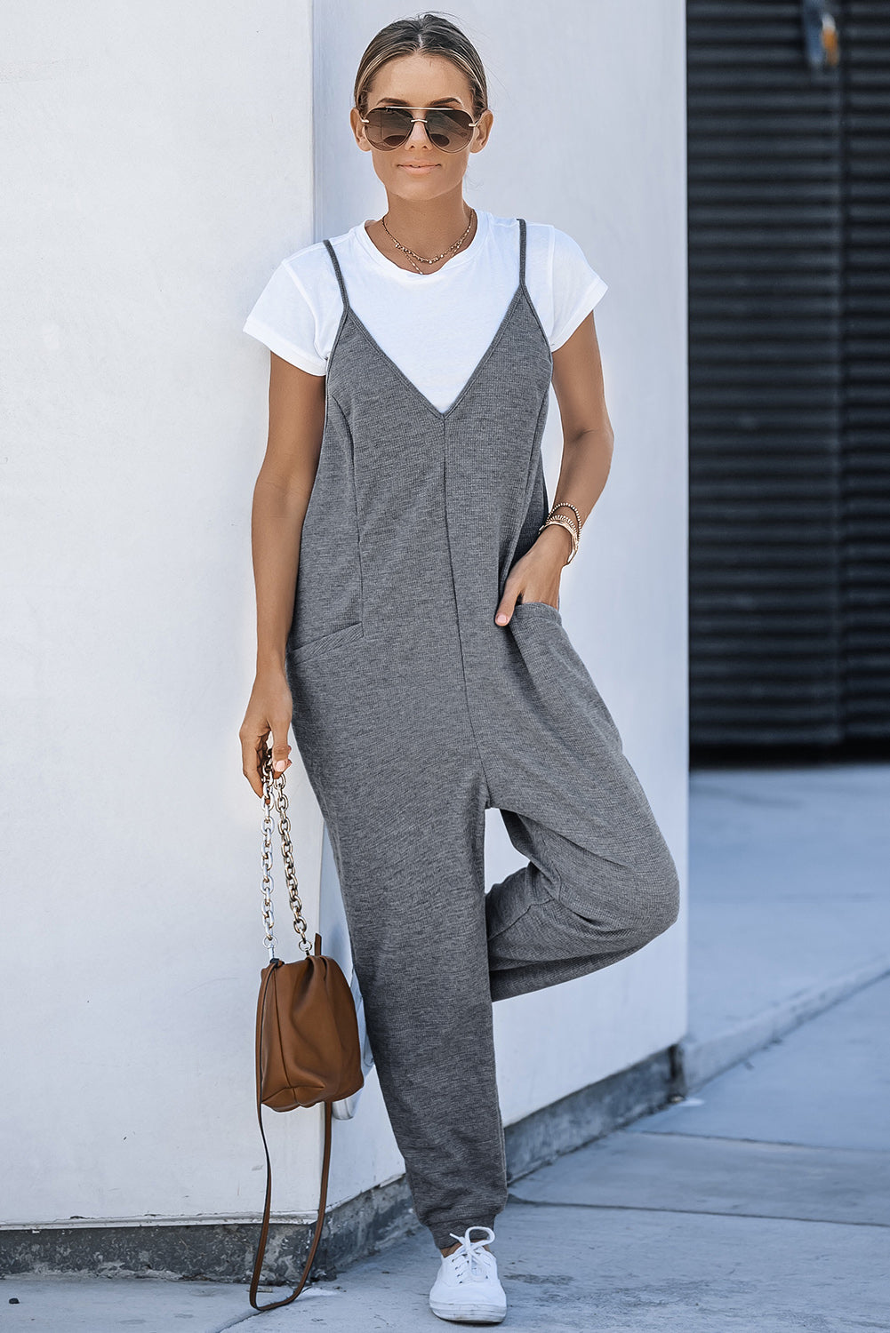 Women's Jumpsuit Featuring Everyday Sleeveless V Neck